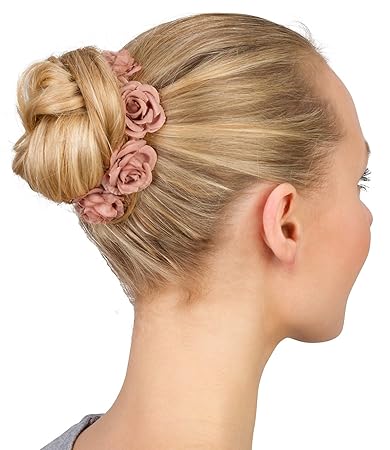 SIX Haargummi: Haarschmuck mit Rosen aus Stoff, perfekt für den Dutt, fester Halt, tolles Accessoire zu festlichen Anlässen, 