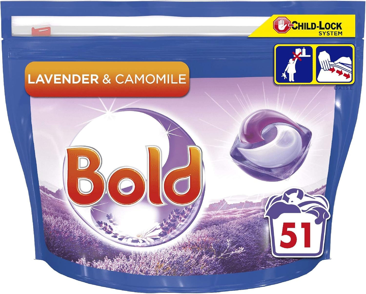 Bold Allin1 Pods Washing Capsules Lavender and Camomile 51, 1313.7 g