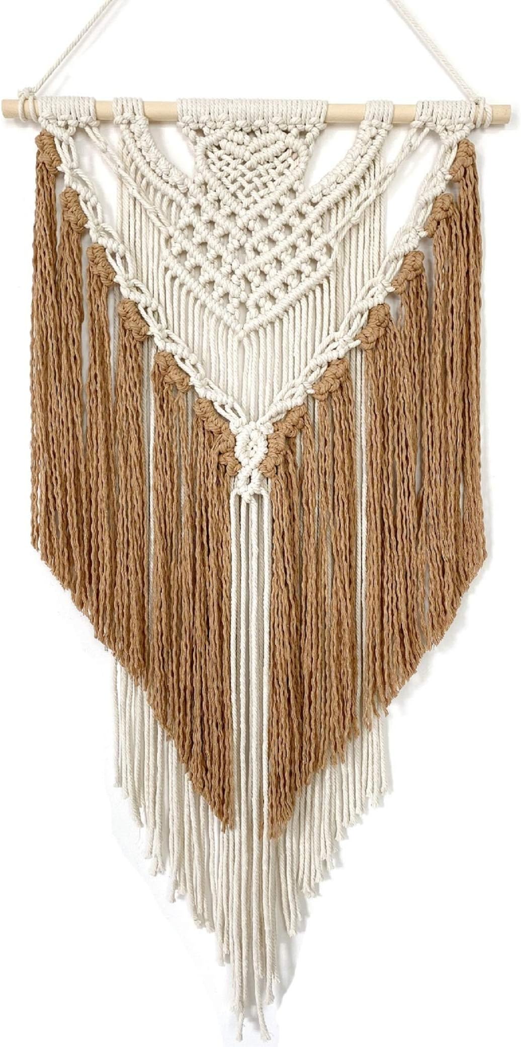 Youngeast 100% Handmade Boho Macrame Wall Hanging Home Décor Art Home Décor,31 x 16 Inches Khaki