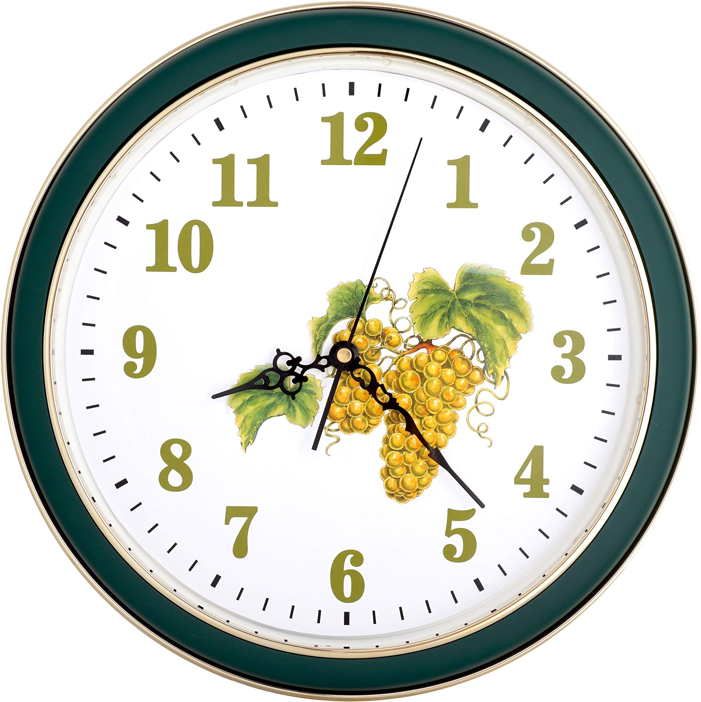 JUSTIME 14 inch Modern Dual Color Wall Clock, Silent Non-Ticktack, Home Decor for Living Room, Kitchen, Office (W9610-GG Grape Green)