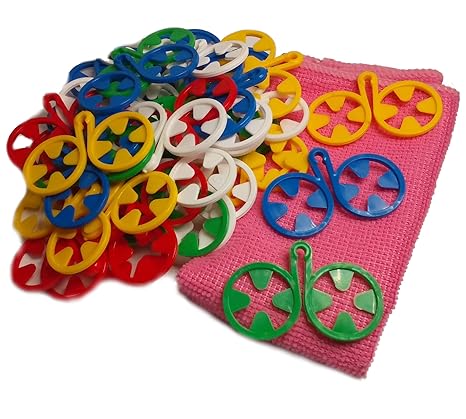 DZUJO, Socken Clips, Sockenhalter, Sockensortierer, Family Pack 40 Stück, 5 Farben, FREE GIFT - praktisches Mikrofasertuch.