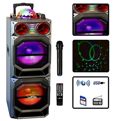 befree sound dual 10 inch subwoofer bluetooth portable party speaker