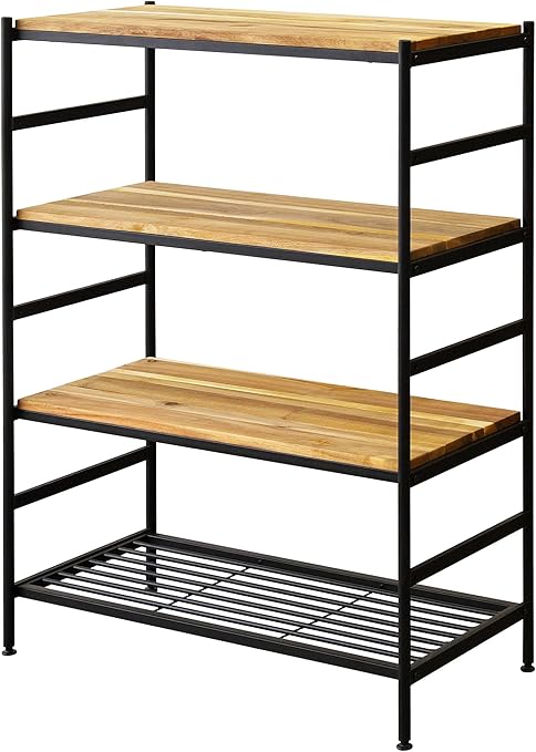 Amazon ガーデンガーデン アイアン ウッド アカシア ディスプレイラック 4段 幅91cm 奥行40 5cm 高さ121cm 天然木製 オイル仕上げ Adr 904 オープンシェルフ ラック オンライン通販