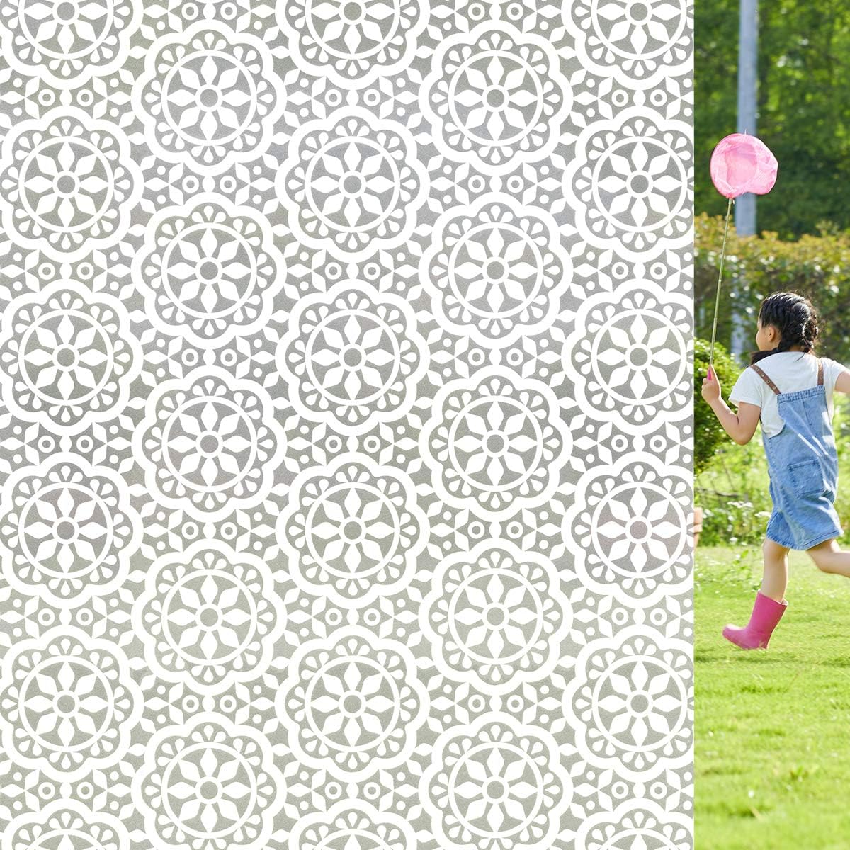 Lifetree Frosted Window Film Privacy Film for Glass Windows 75x200cm, Static Cling Decorative Snowflake Pattern