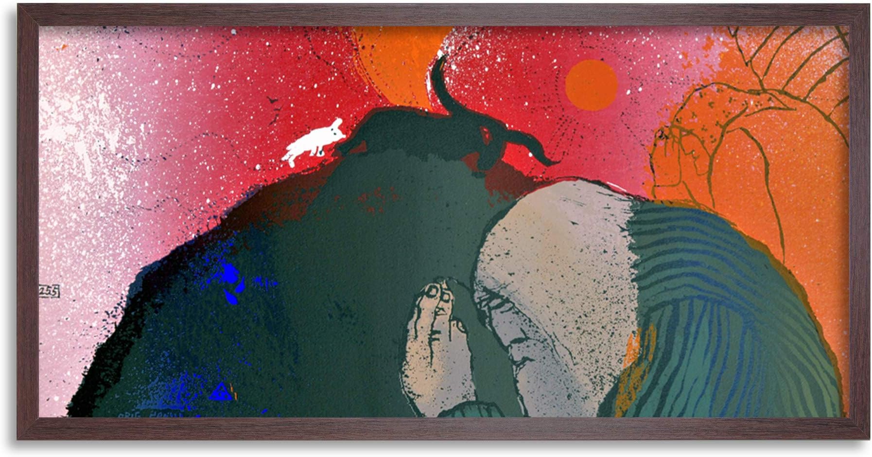 Adi Holzer 255 Noah Fire Sacrifice Painting Framed Wall Art Print Long 25X12 Inch