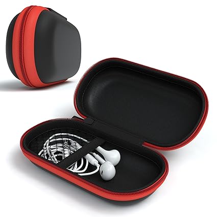 EAZY CASE Universal Tasche für In-Ear Kopfhörer mit Netzfach - Hardcase Aufbewahrungsbox, Schutztasche mit umlaufenden Reißve