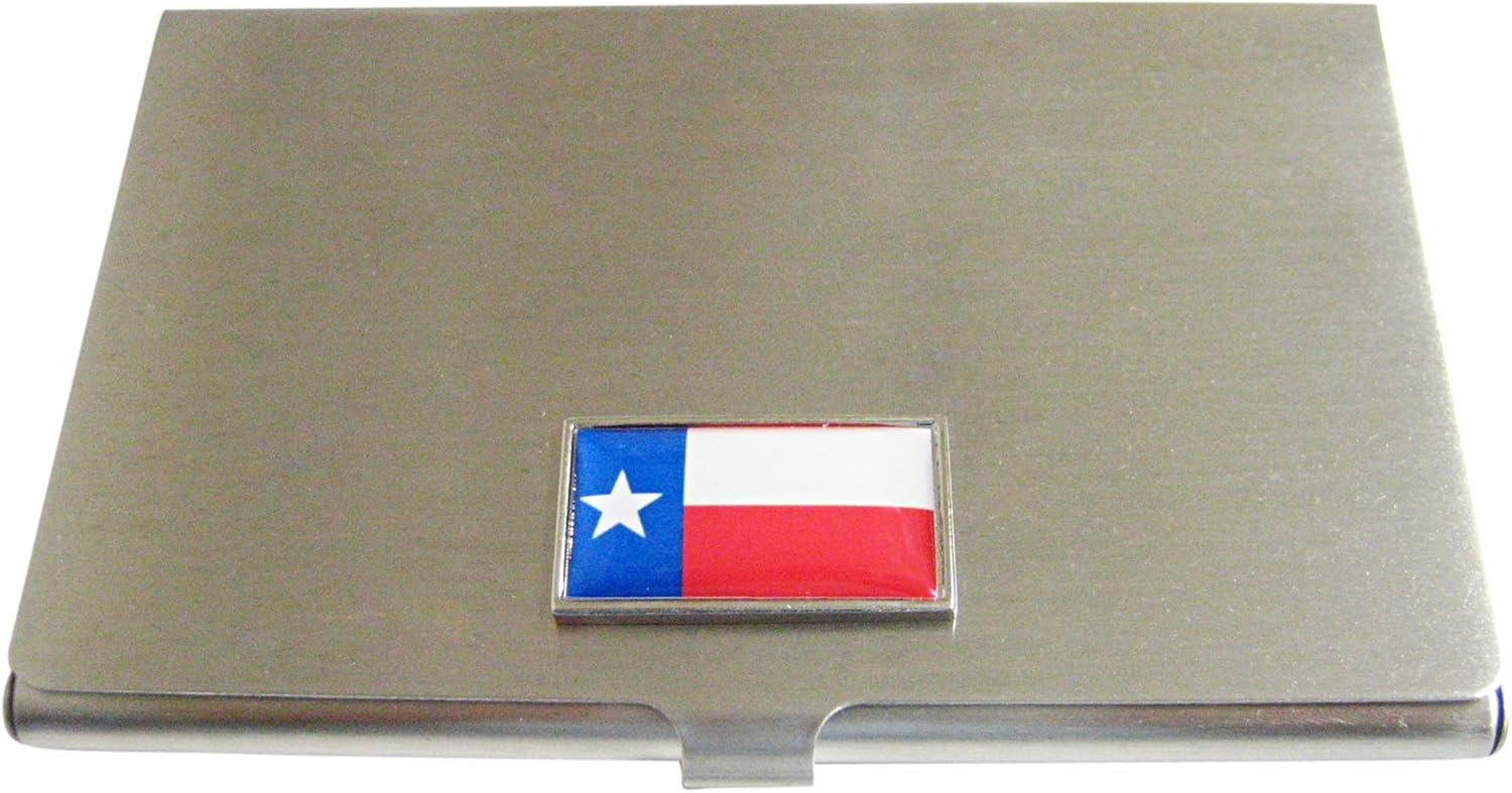 Amazon Com Thin Bordered Texas Flag Pendant Business Card Holder Jewelry
