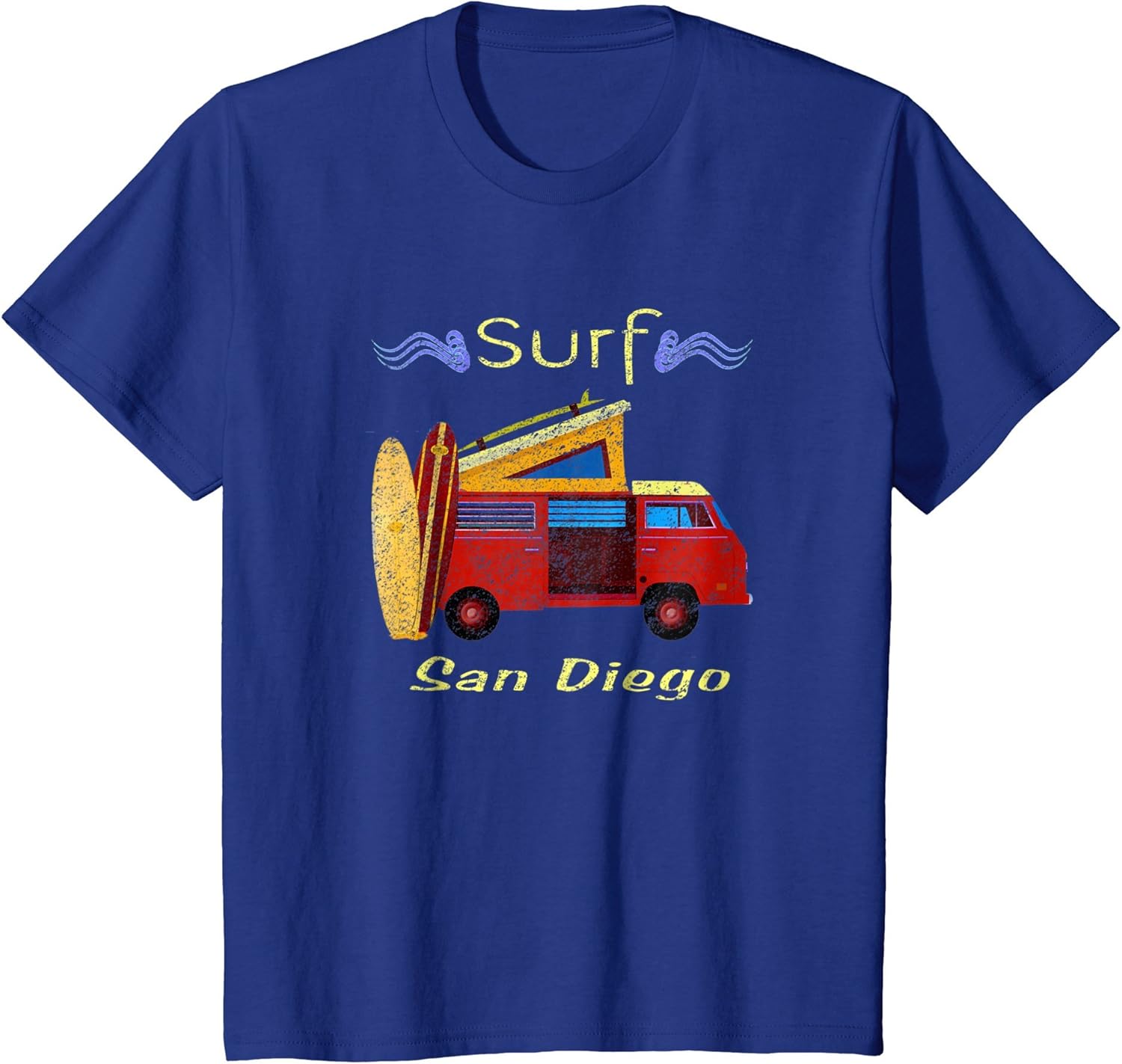 Surf San Diego Retro Van Surfing TShirt Clothing