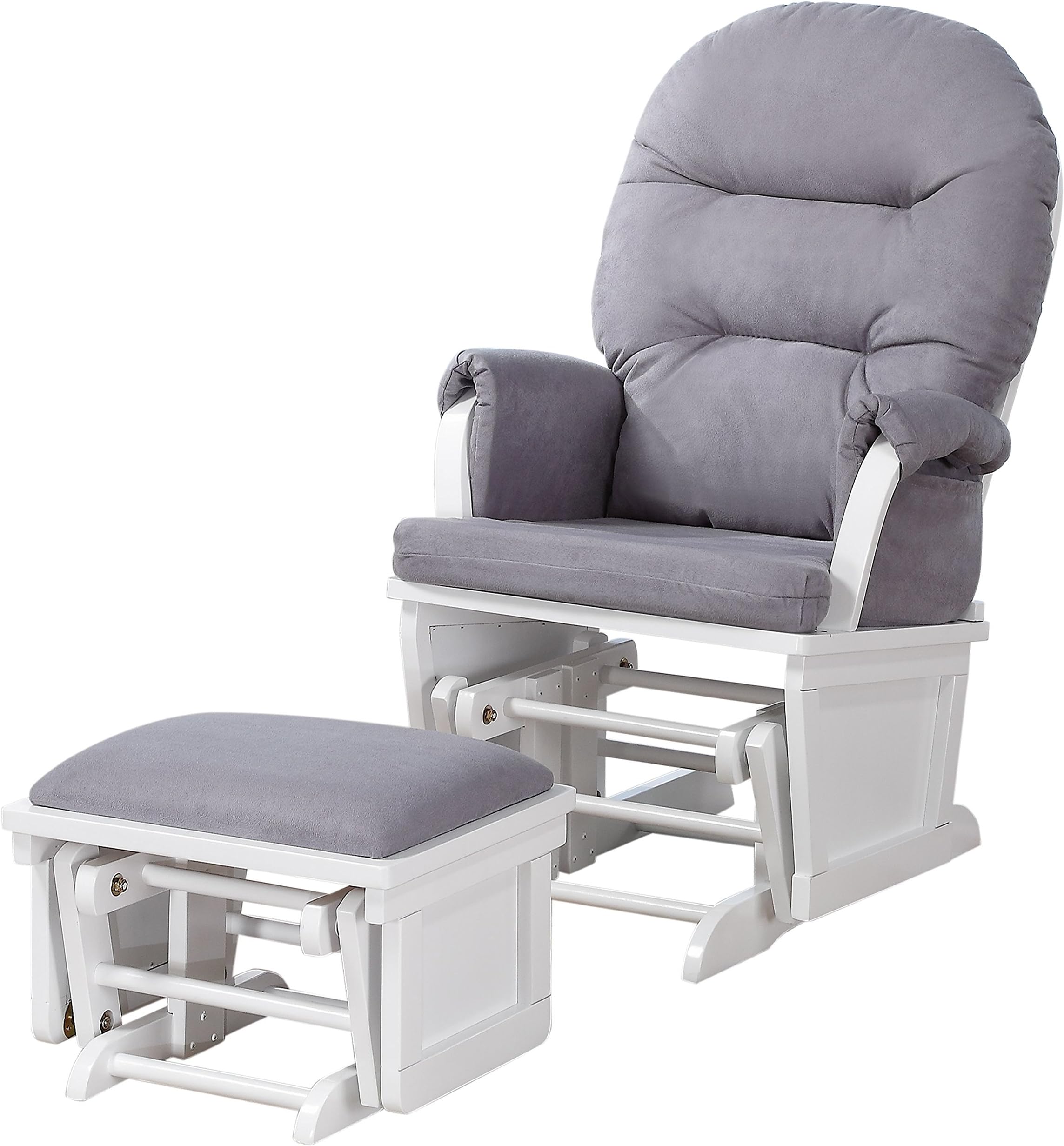 Lennox Contemporary Style Glider Chair and Ottoman Combo, White with Grey