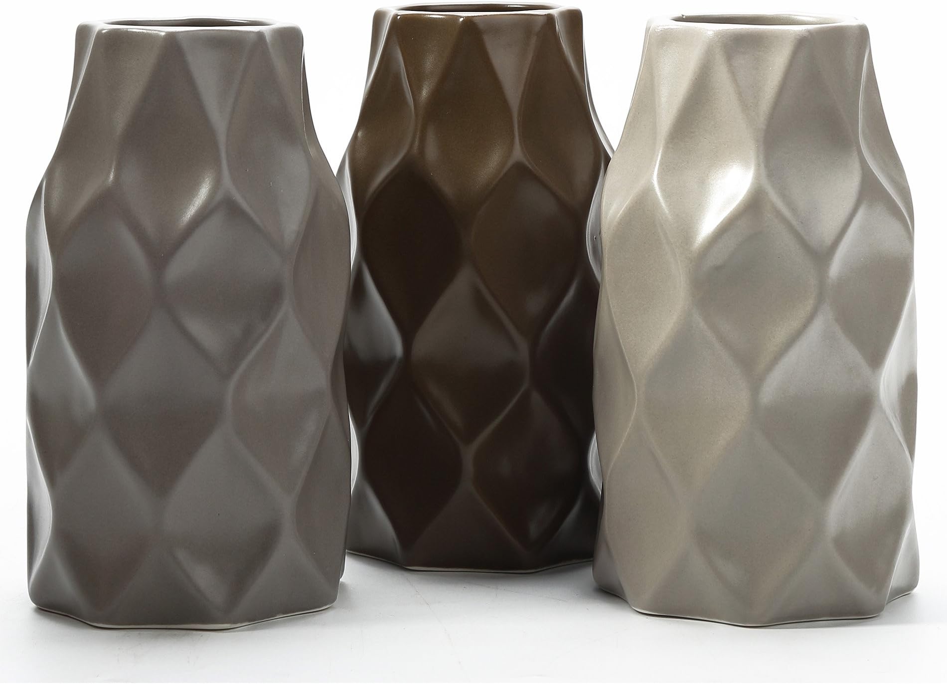Tengfeng Handmade Ceramic Flower Vase Decorative Brown Set of 3 Birthday Gift for Girlfriends