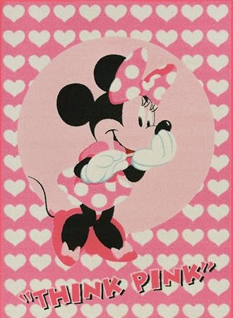 Minnie Maus Minnie Mouse Think Pink Rosa Mit Herzen Kinderteppich