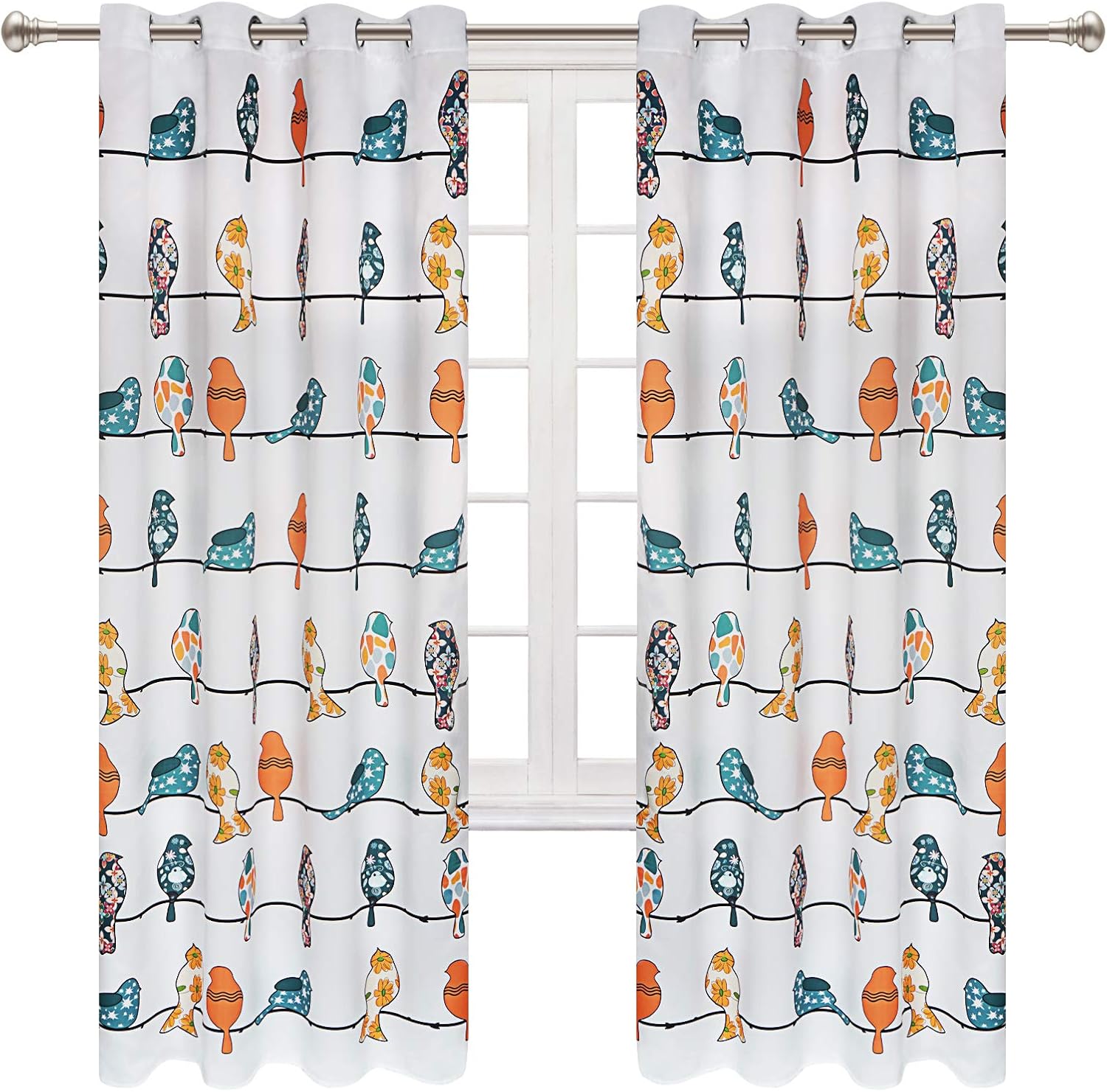 VERTKREA Bird Window Curtain, Grommet Curtains with Birds