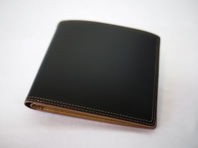 Amazon コードバン 日本製 札入 二つ折り財布 小銭入れなし 切れ目仕上げ ブラック 財布