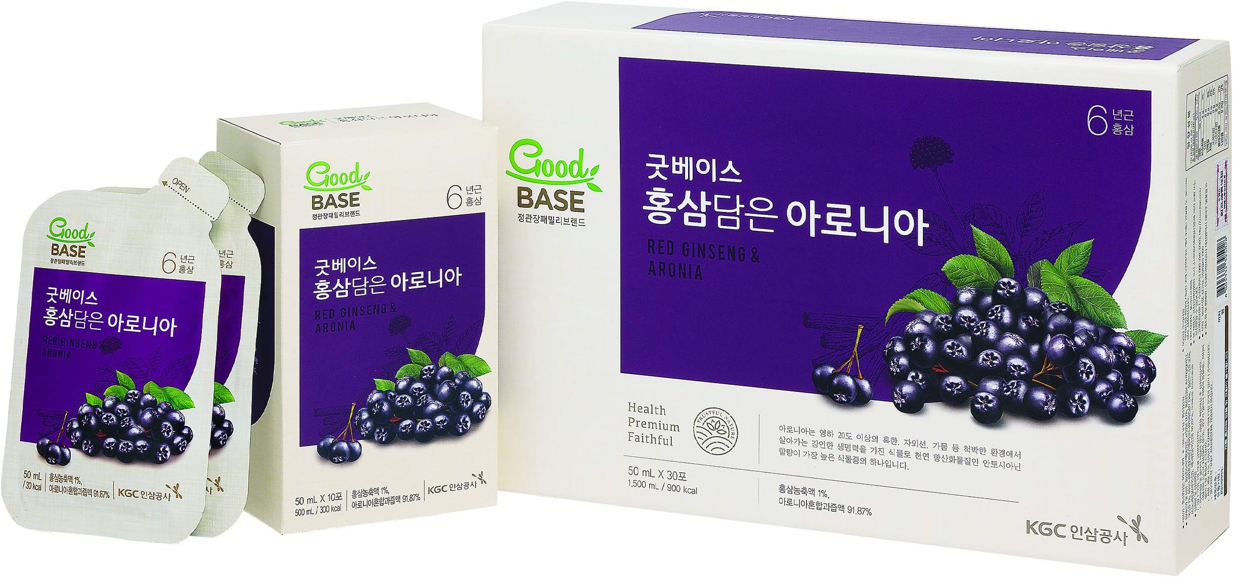 KGC Cheong Kwan Jang [Good Base Red Ginseng] Health Drink for Blood Circulation and Balance Pressure Levels (30 Drink Pouches) - Aronia