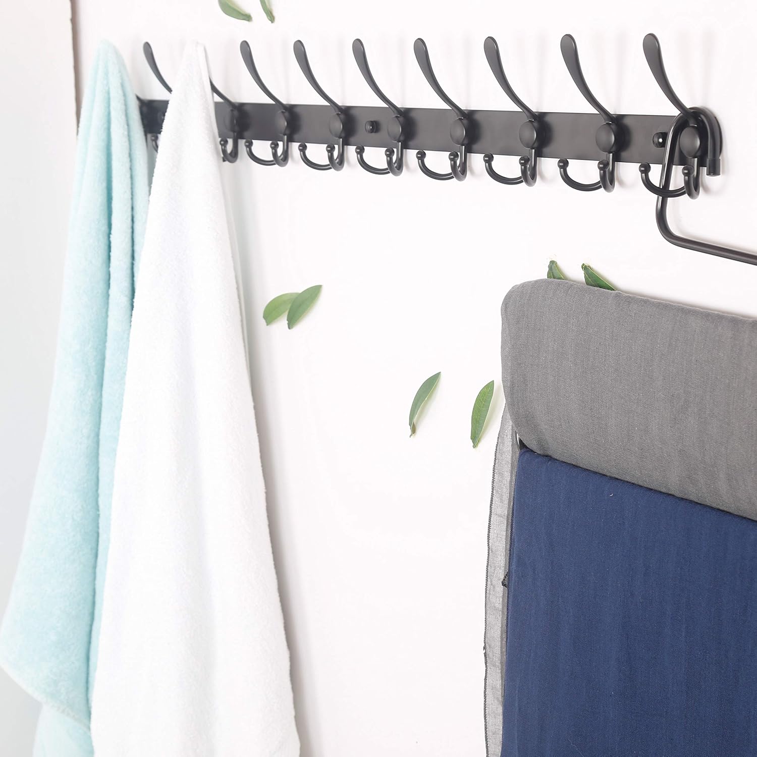 Dseap Wall Mounted Coat Rack, 96cm Long 10 Tri Hooks - Image 5