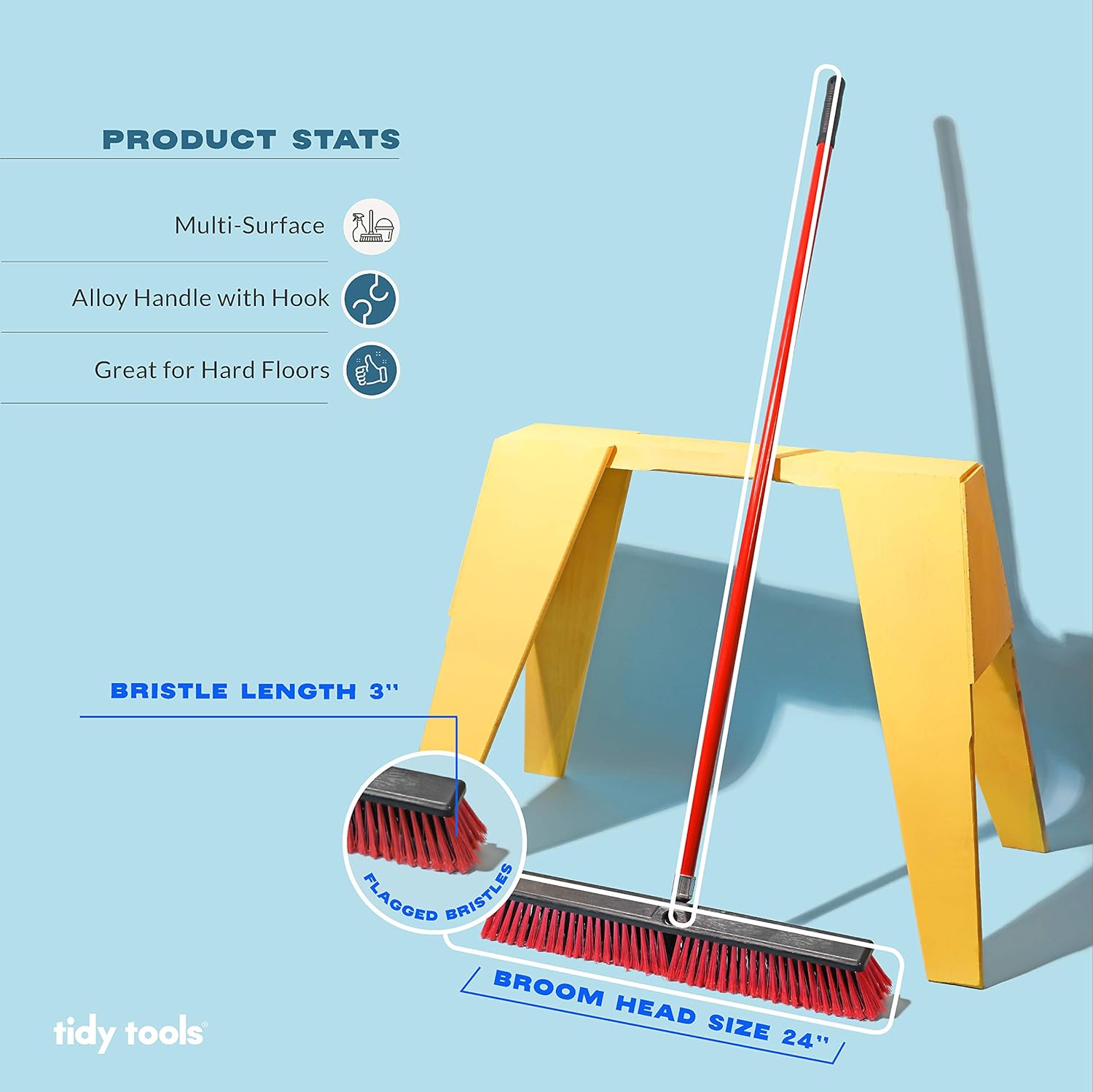 Tidy Tools Large 24'' Multi-Surface Push Broom with Alloy Handle: Kitchen & Dining