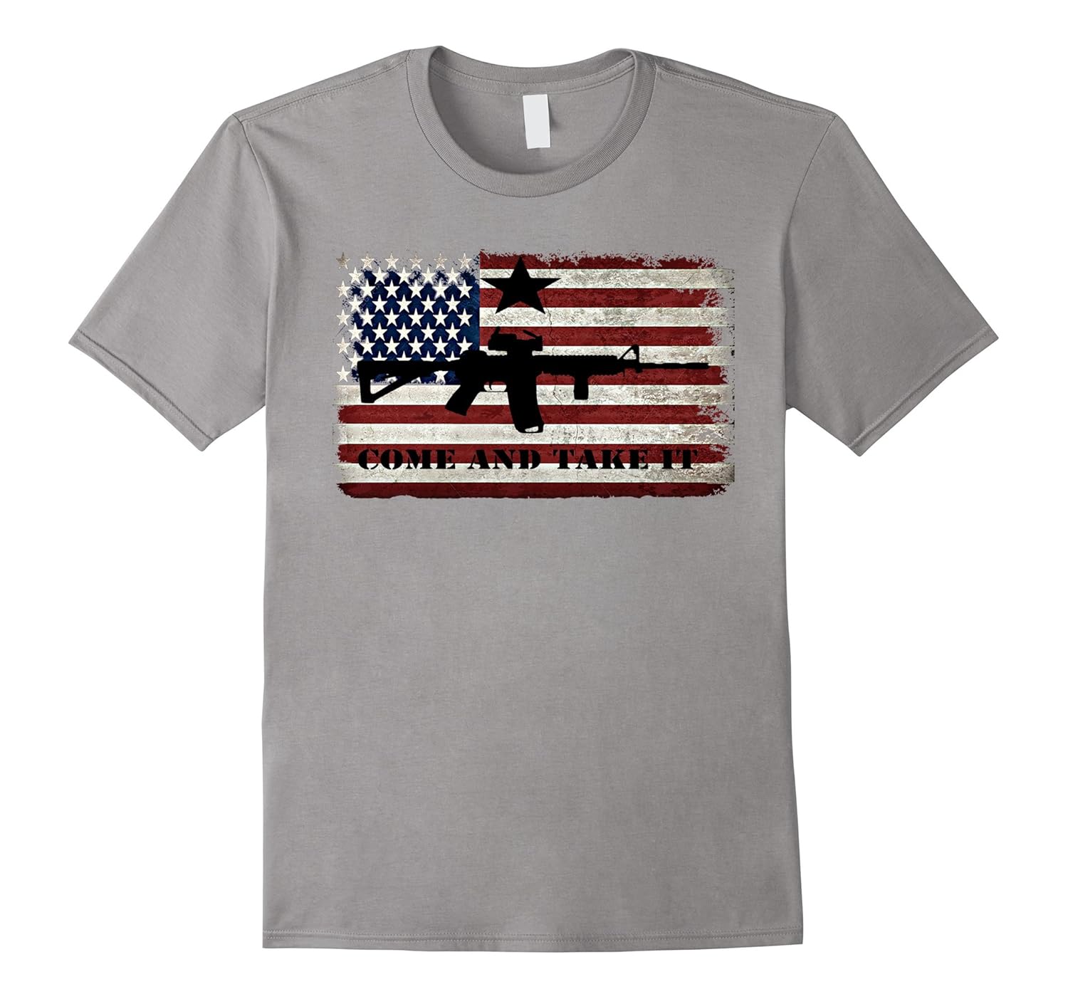 Black AR-15 Come and Take It American Flag T-Shirt-Rose