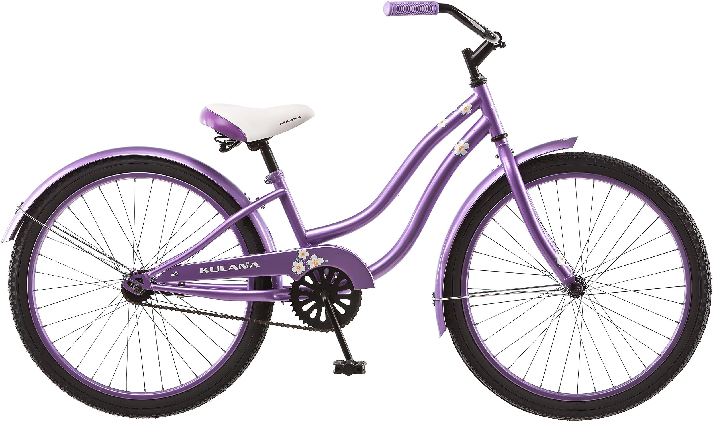 Kulana Girls Hiku Cruiser Bicycle with 24" Wheels, Purple, 12"/Small frame size