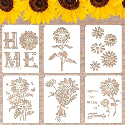 images Sunflower Pictures Of Flowers To Draw And Paint yeajon 6 pieces sunflower stencils butterfly flower drawing stencil reusable crafts for painting on wood wall home decor pillows 11 x 8 3 inch