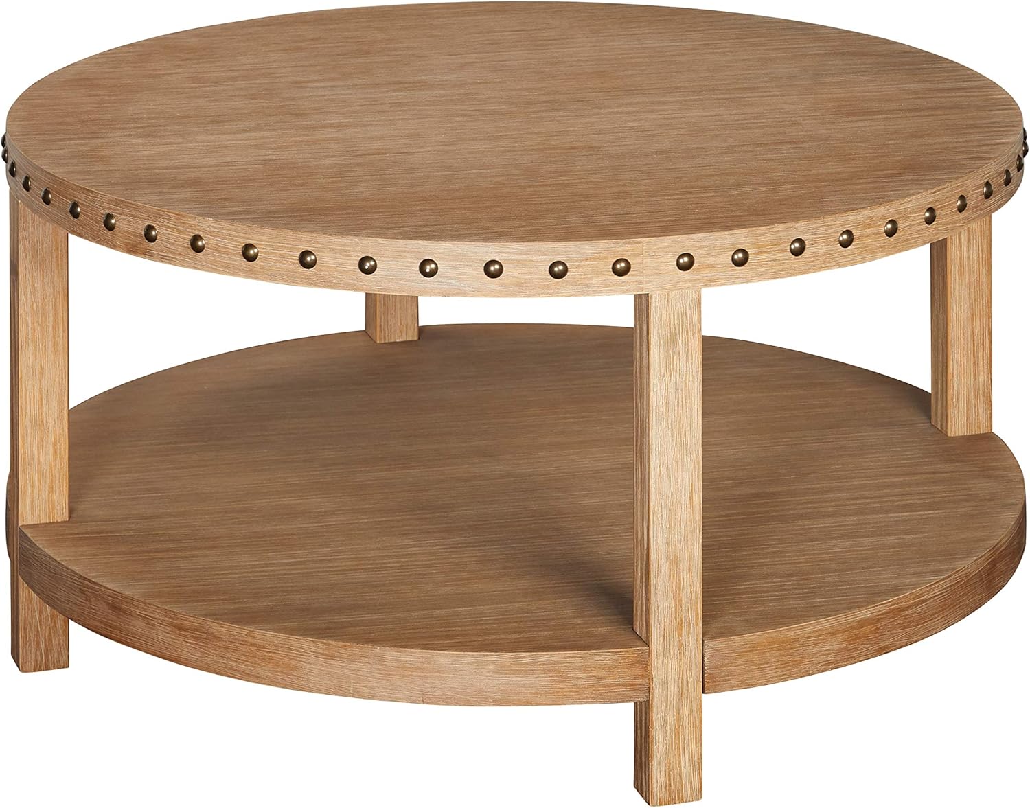 Target Marketing Systems Upland Round Solid Pine Wood Coffee, Sturdy Cocktail Accent Table, Black: Furniture & Decor