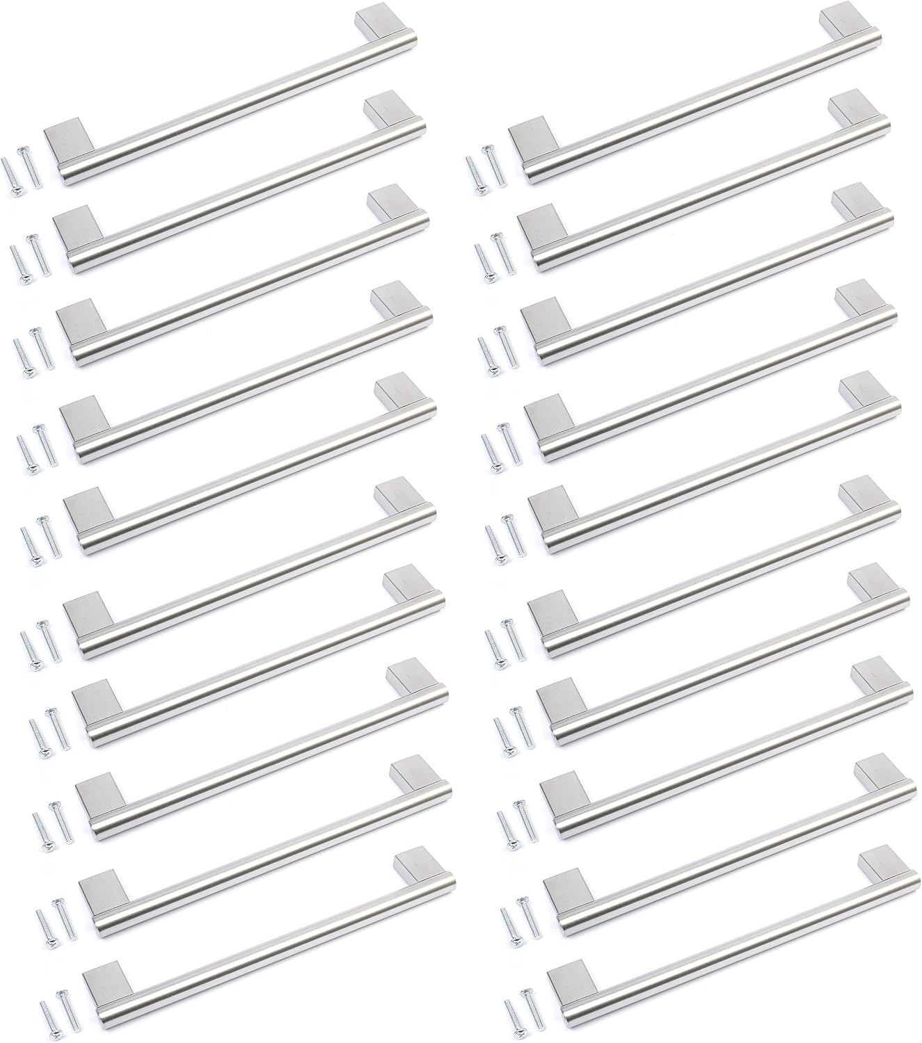 BSM Marketing Kitchen Cupboard Cabinet Keyhole Boss Bar Door Handle Knob Brushed Stainless Steel (20, 192mm)