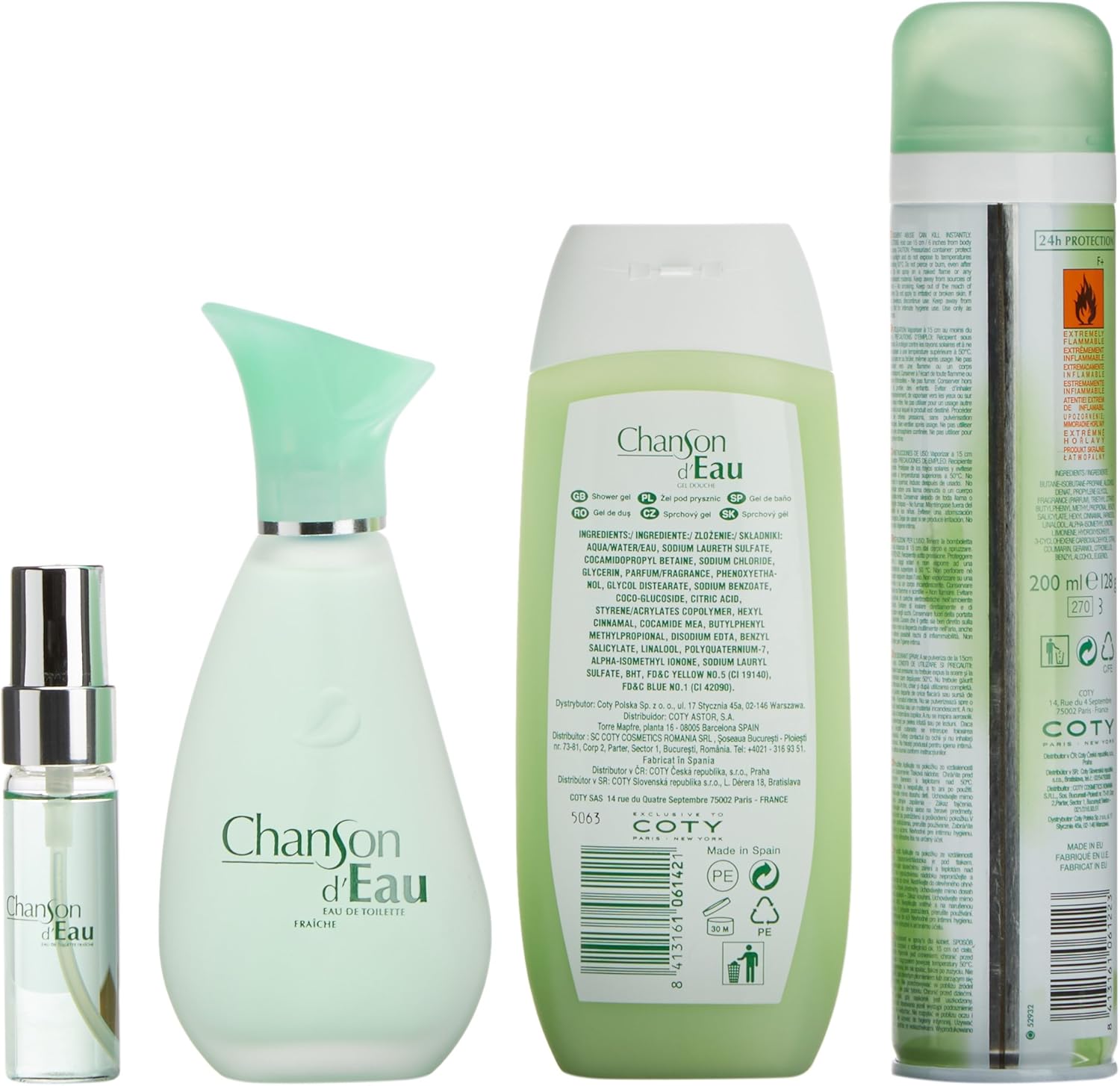 Chanson Deau Set Mujer Cuádruplo EDT 100 + GEL 200 + DEO 200 + Mini 15