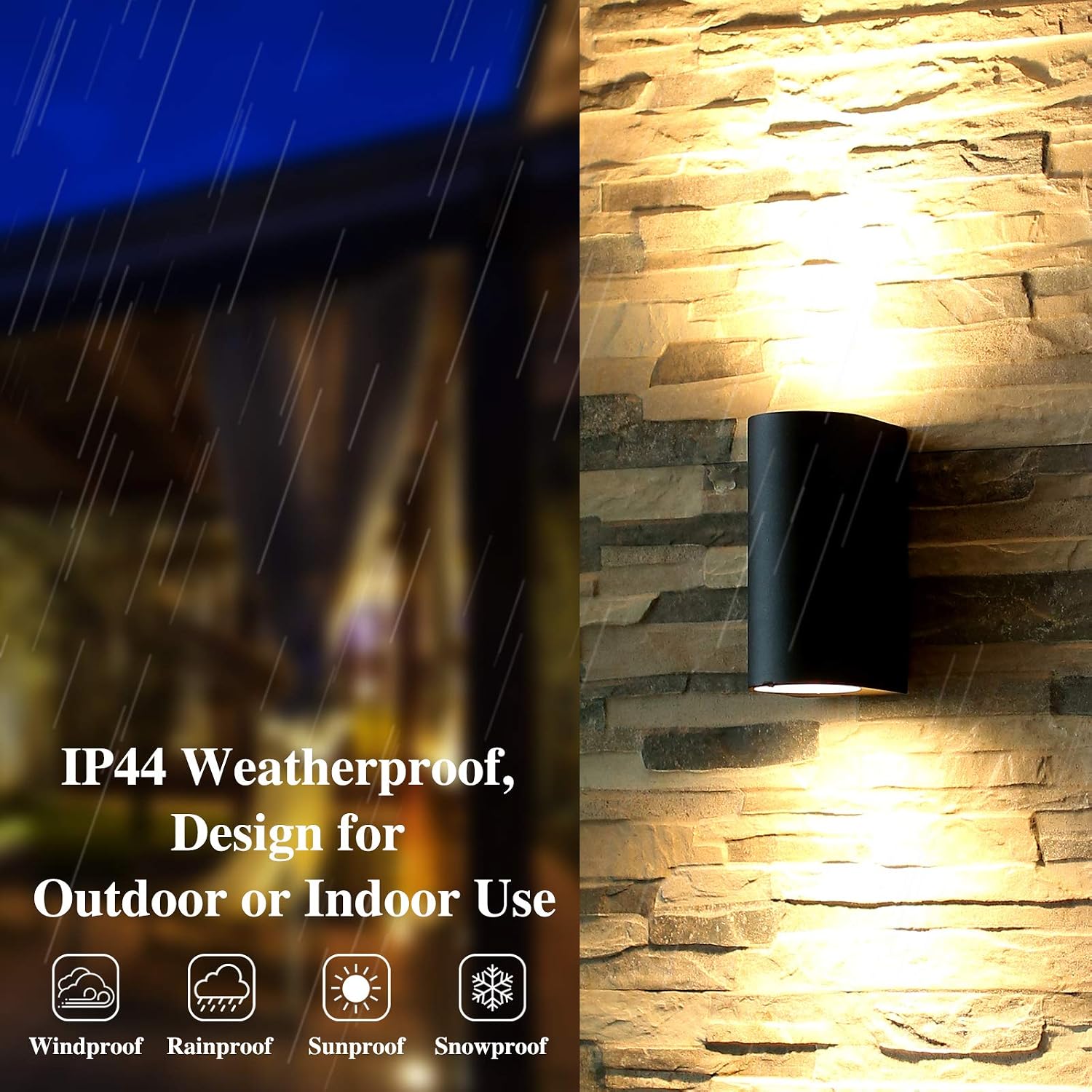 HLFVLITE 2-Pack Outdoor Wall Lights Aluminum Up/Down Outside Wall Lamp Exterior Wall Sconce - Image 5