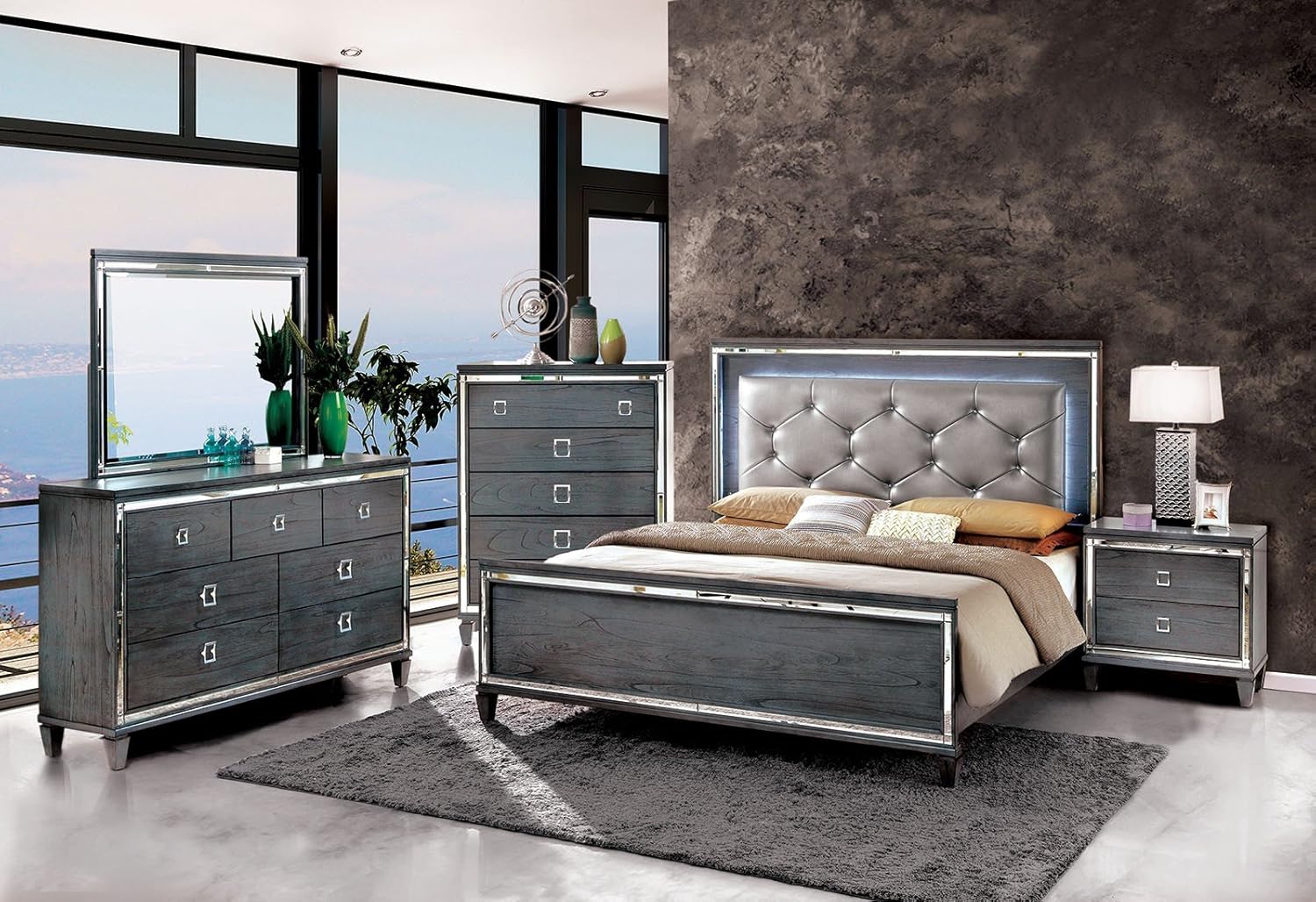 Amazon Com Clover Collection Contemporary Style Gray Finish