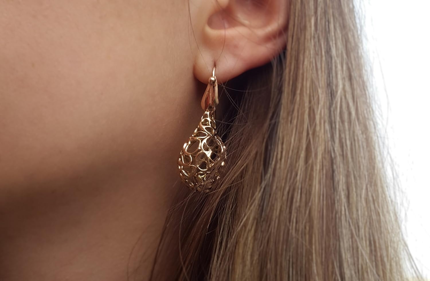Dangle 14K solid gold earrings Handmade