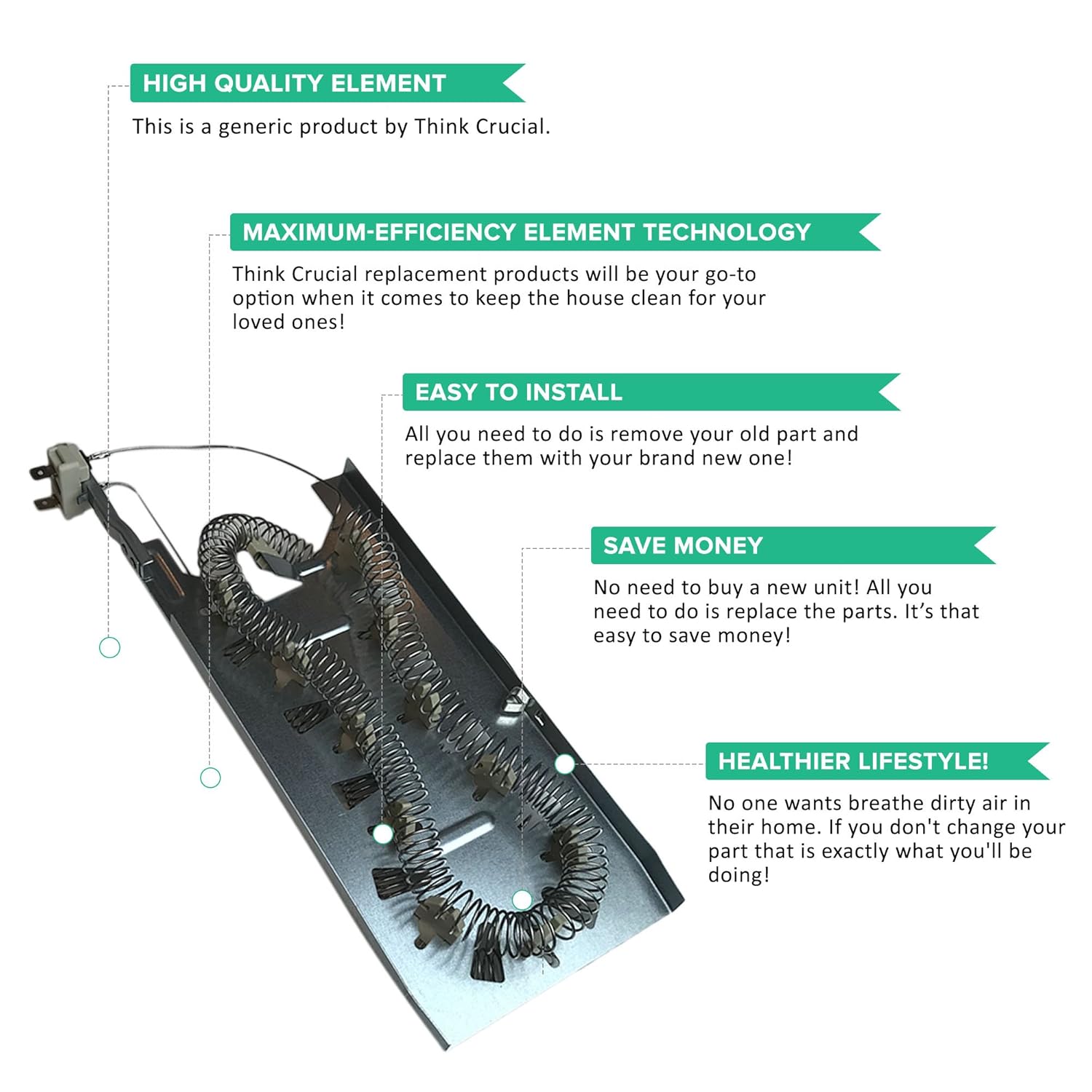 Amazon.com: Think Crucial Replacement for Whirlpool Dryer Heating Element  Fits Amana, KitchenAid & Maytag Dryers, Compatible With Part # 3387747,  8527865, ...