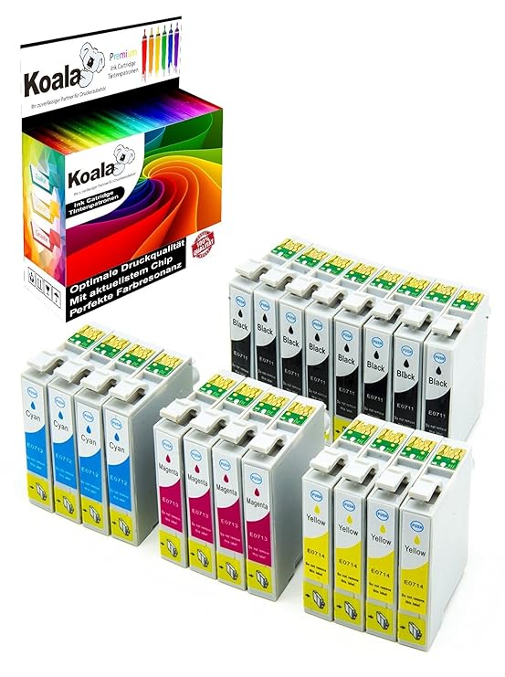 Koala 20 Druckerpatronen kompatibel für Epson T0711 T0712 T0713 T0714 für Epson D78 D92 D120 DX4000 DX4050 DX4400 DX7400 DX74