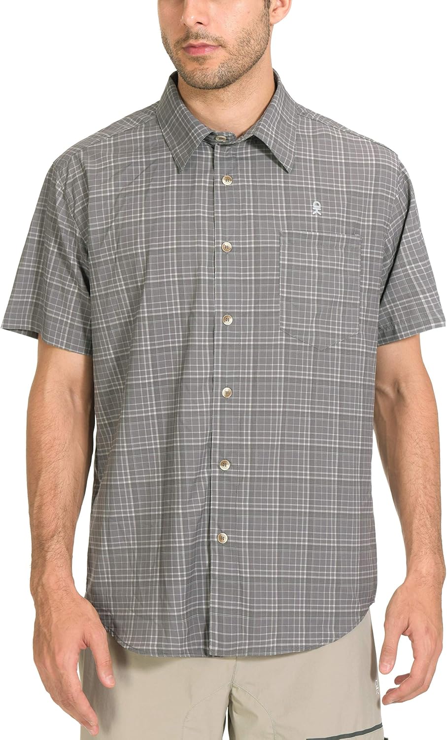 Little Donkey Andy Men’s Quick-Dry UV Protection Short Sleeve Shirt, Lightweight Plaid Shirt for Hiking Travel Fishing Shirts : Clothing
