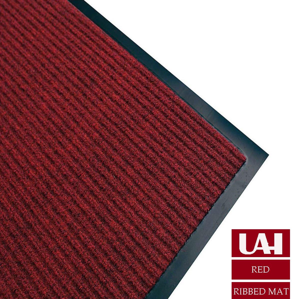 UAREHOME HEAVY DUTY RIBBED NON SLIP BARRIER MAT LARGE SMALL RUGS RUNNER KITCHEN DOOR HALL (Red, 50 x 70 cm)