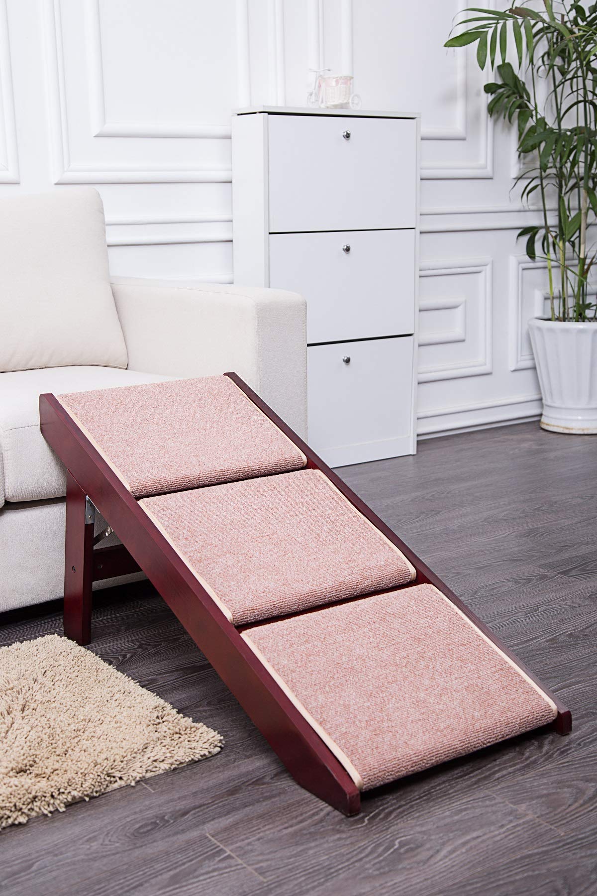 PAWLAND 2in1 Portable Folding Pet Stairs for Dogs, Cats, high beds