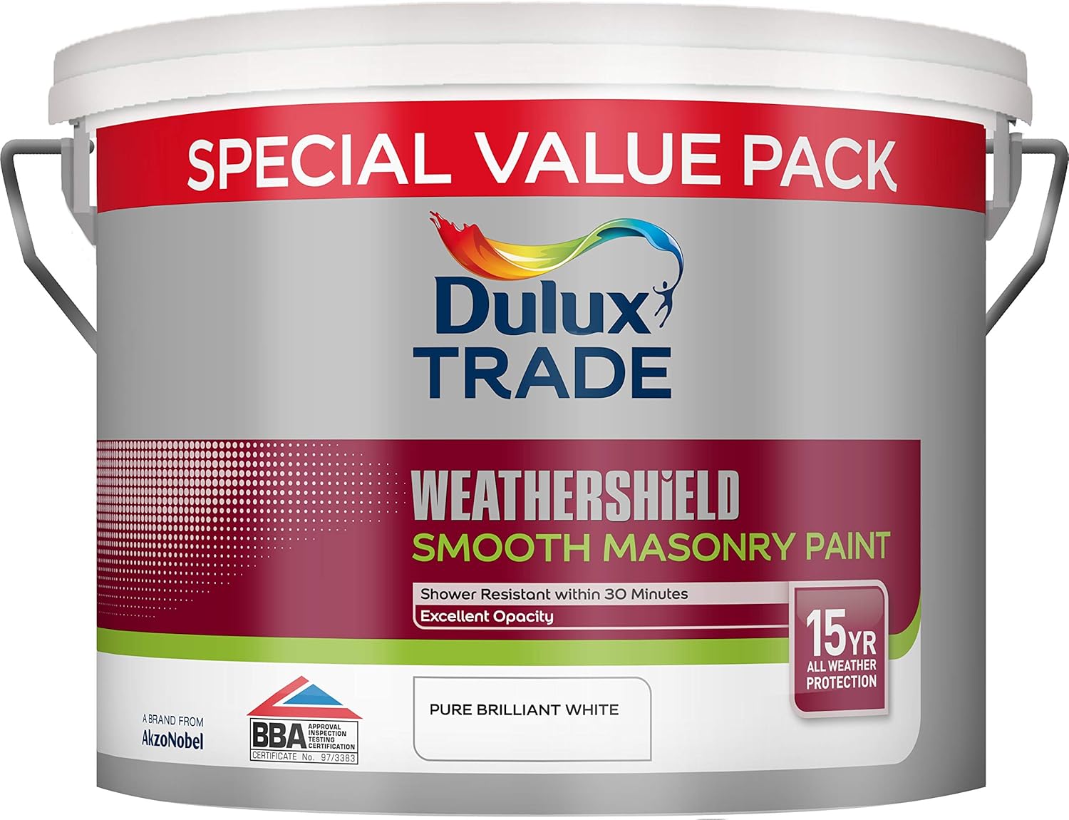 Dulux Trade Weathershield Smooth Masonry Paint Pure Brilliant White 7.5