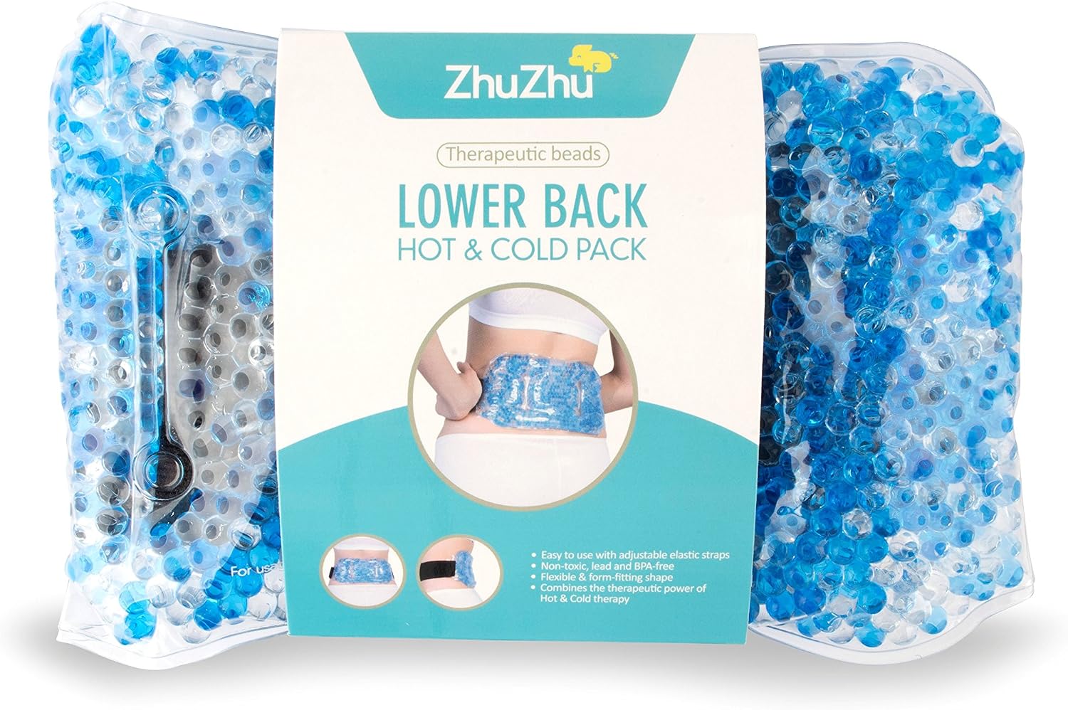Zhu-Zhu Lower Back Hot & Cold Pack Therapeutic Gel Beads, Back Pain Relief Wrap - Image 3