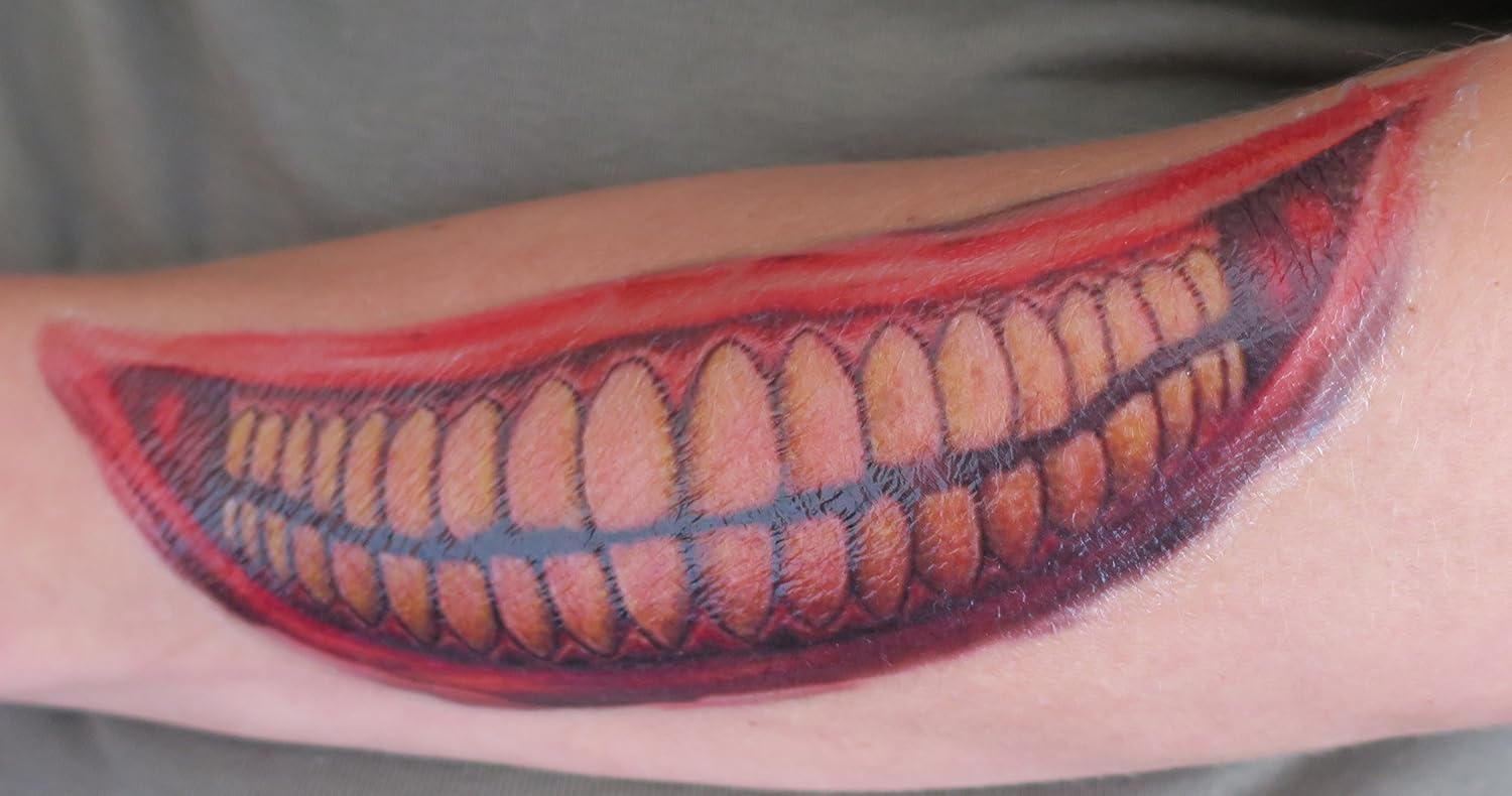 Top Tats First Class Post Comic Con Halloween By Cosplay Joker Suicide Squad Fancy Dress Temporary Tattoos Damaged Skull Mouth Fancy Dress Accessories Toys Games Umoonproductions Com