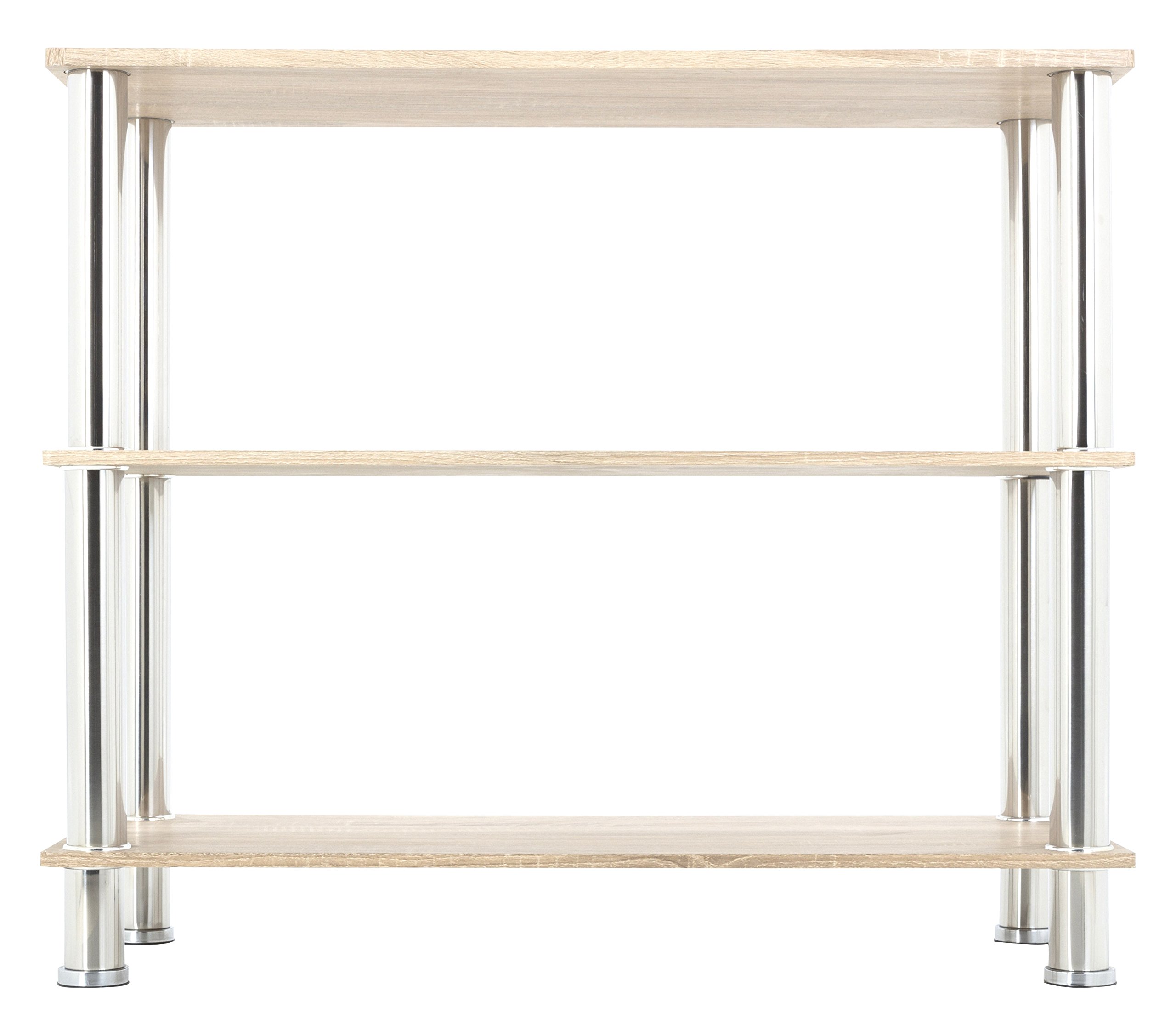 AVF Wide 3 Tier Shelving unit in Whitewashed Oak & Chrome LAVORIST