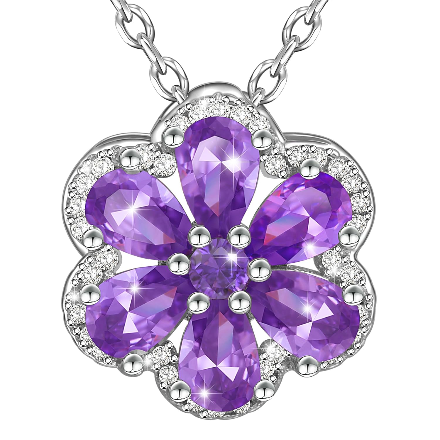 Dawanza Regalos Navidad Collar para Mujeres Oro Plateado Zirconia Cúbica Violeta con