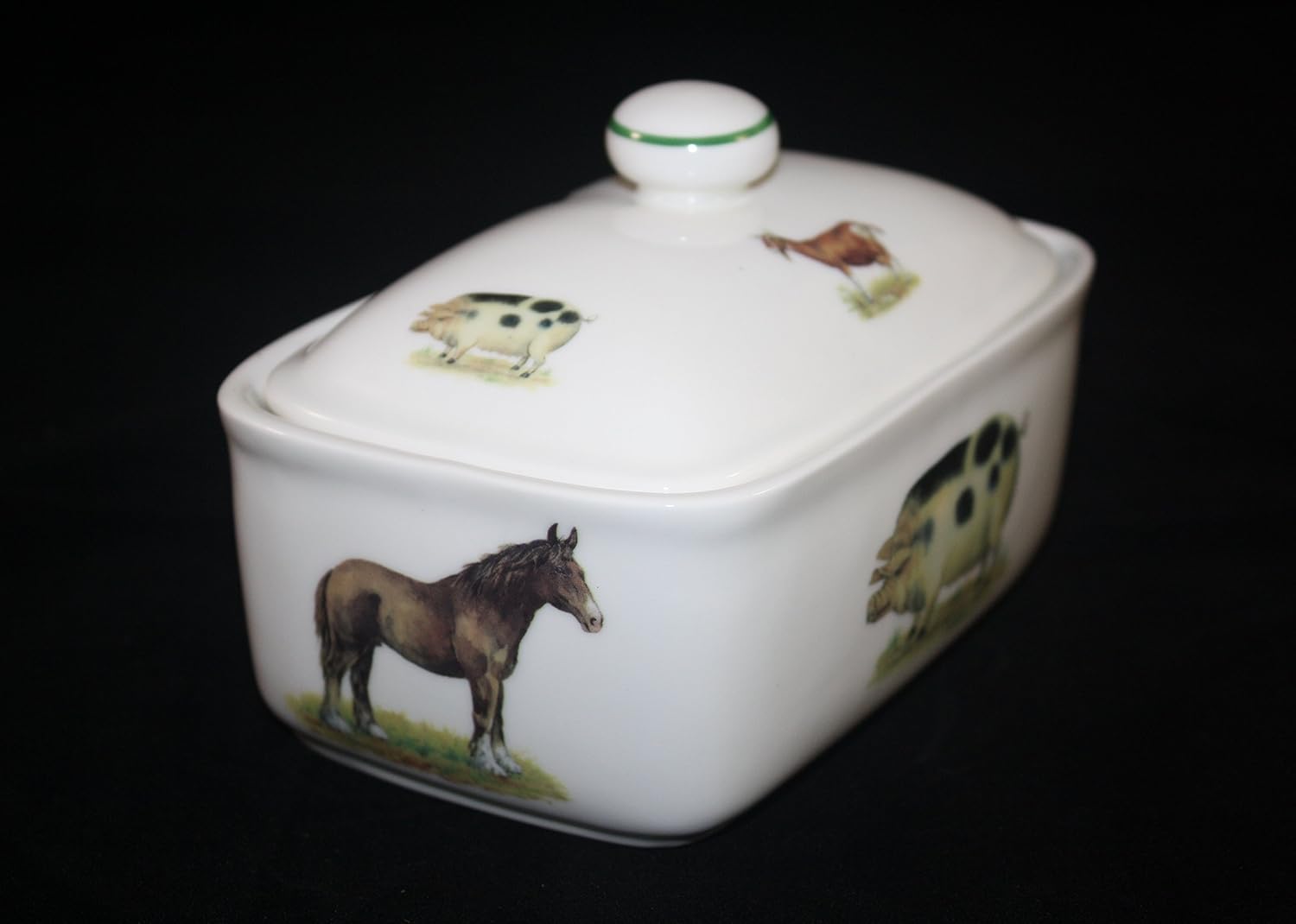 Quality Bone China Traditional British Farm Animal Butter Dish. Hand