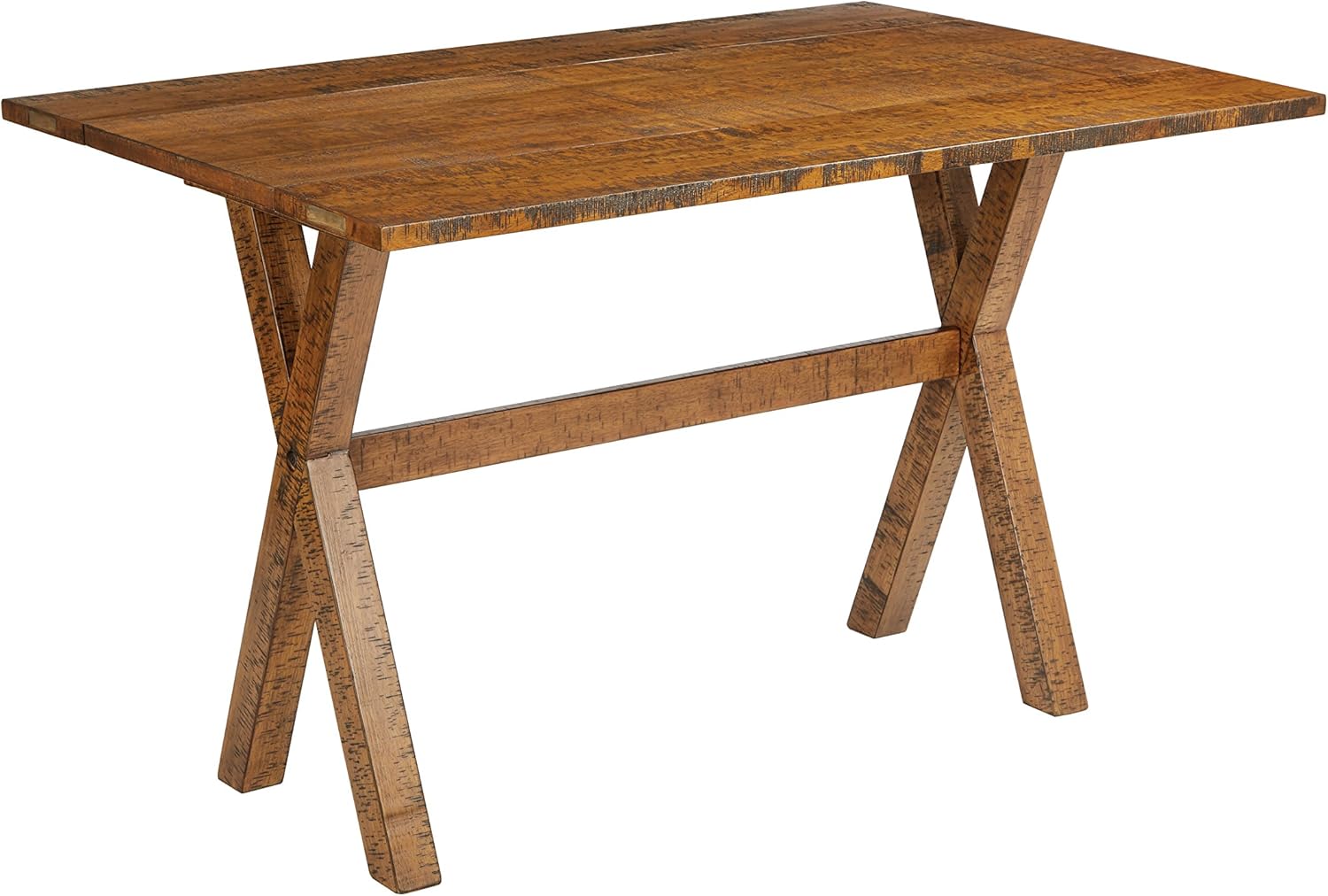 OSP Home Furnishings McKayla Solid Wood and Veneer Flip Top Table, Distressed Brown Finish