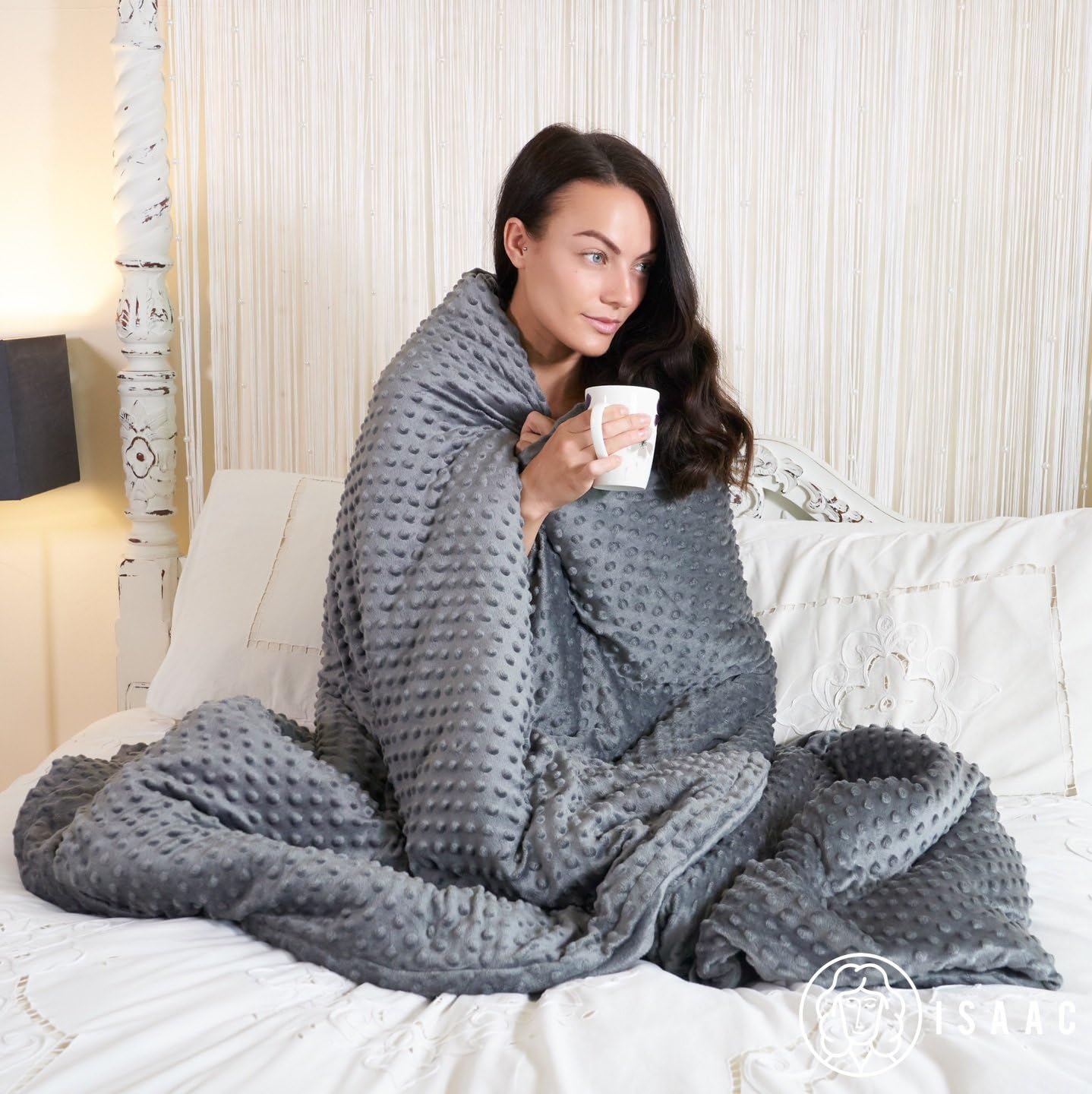 ISAAC Weighted Blanket For Adults & Kids With Washable Cover & Carry Bag - Weighs 10lbs & Perfectly Fits Double Beds - Helps With Anxiety, Insomnia, Autism, ADHD or Stress