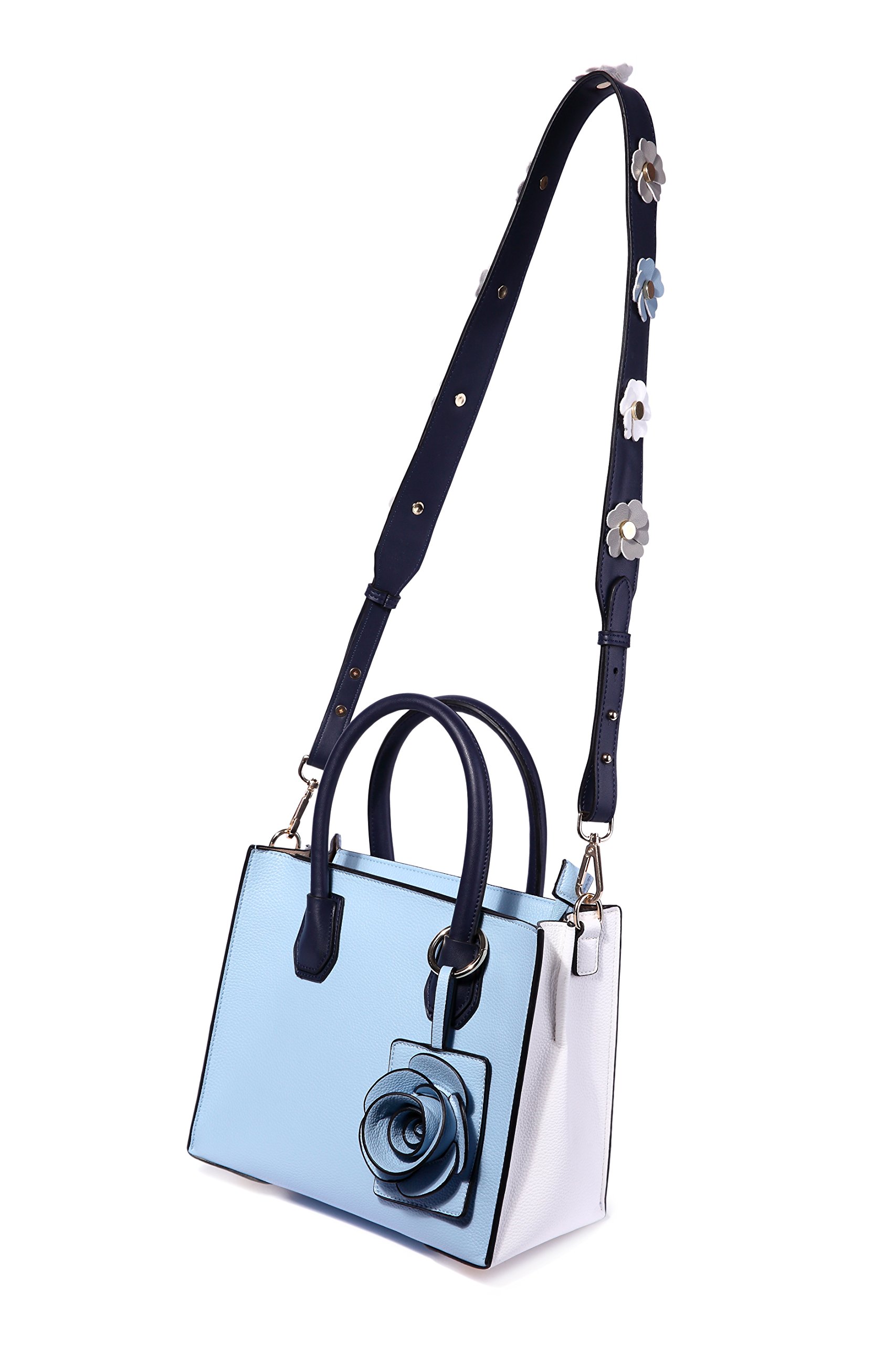 Ruiatoo Top Handle Handbag Flower Portable Satchel Tote Purse Shoulder Crossbody Bags Blue