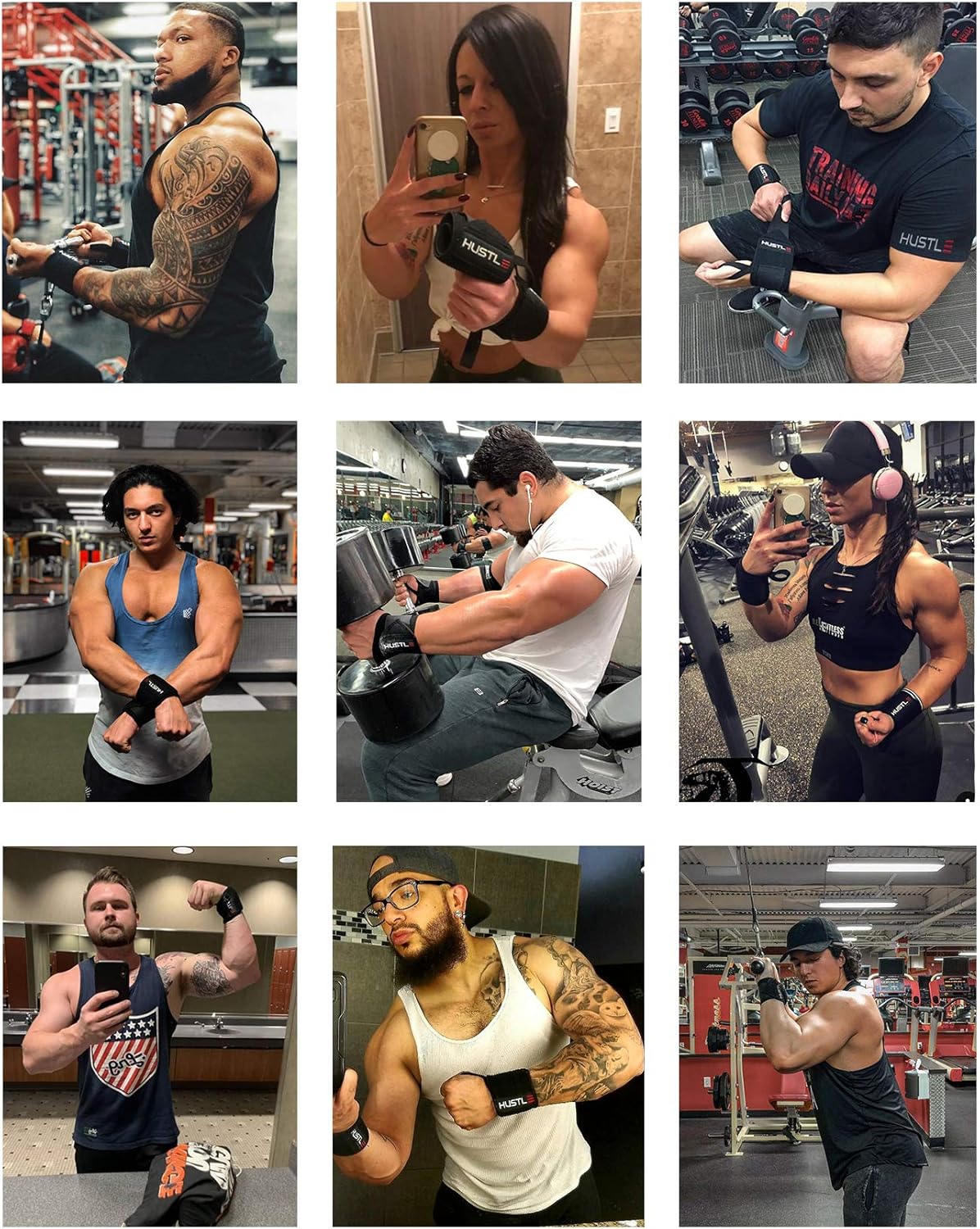 Hustle Athletics Wrist Wraps Weightlifting - Best Support for Gym & Crossfit - Brace Your Wrists to Push Heavier, Avoid Injury & Improve Your Workout Instantly - for Men & Women : Sports & Outdoors