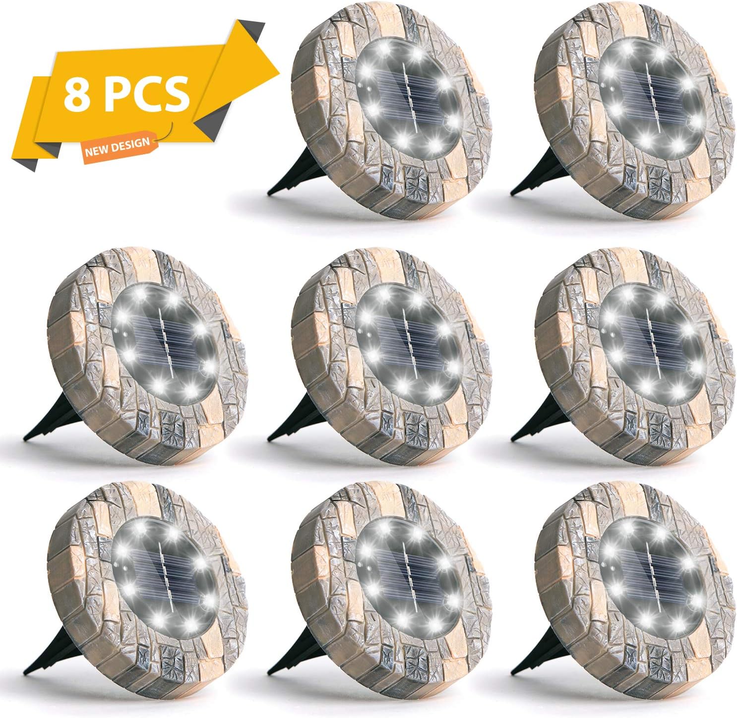 8 Pack Solar Ground Lights Disc Lights Solar Ground Lights Outdoor