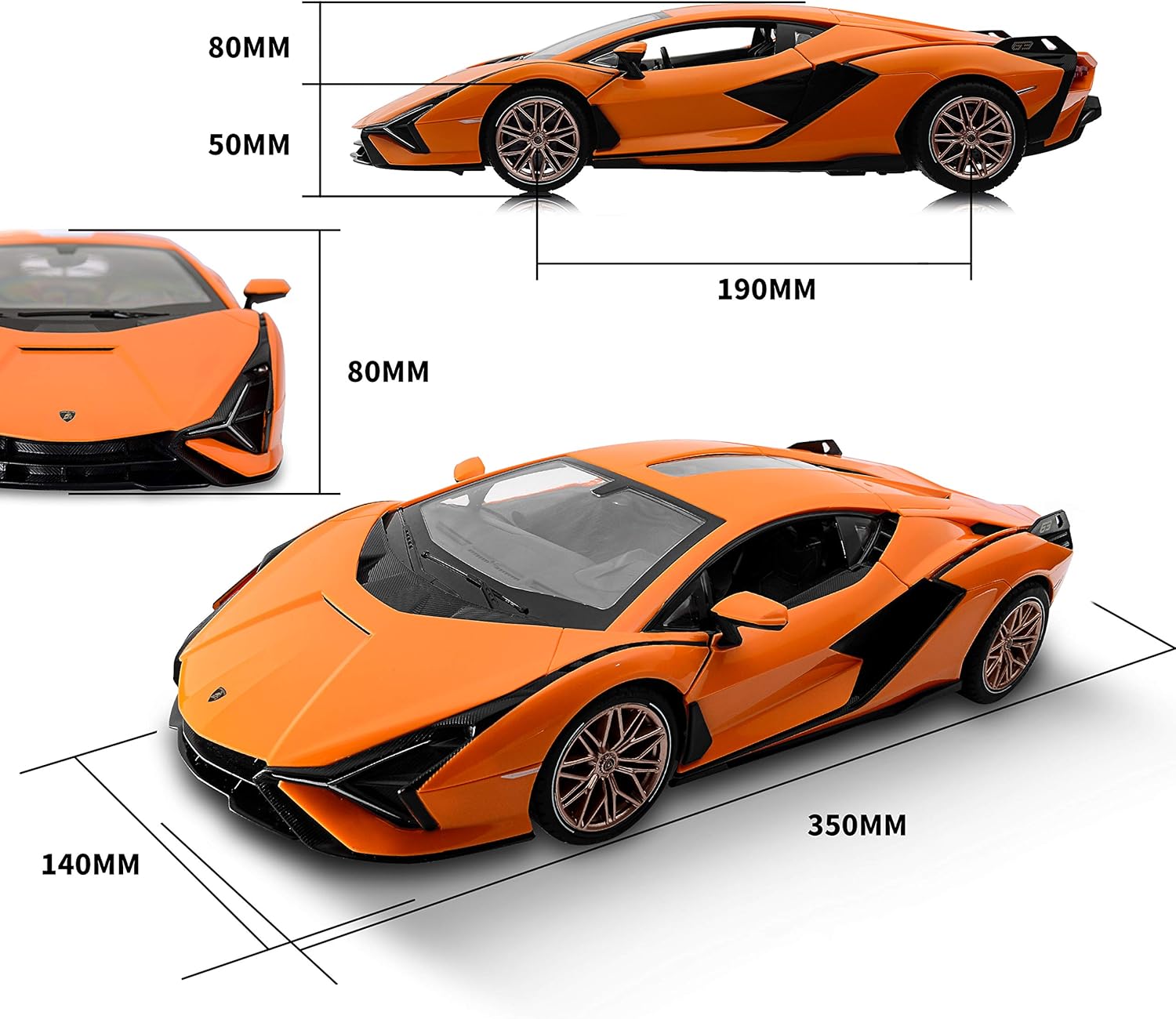 BEZGAR X RASTAR Licensed RC Series, 1:14 Scale Diecast Remote Control Car Lamborghini Sián FKP 37 Electric Sport Racing Hobby Toy Car Model Vehicle for Boys and Girls Teens and Adults Gift (Orange): Toys & Games