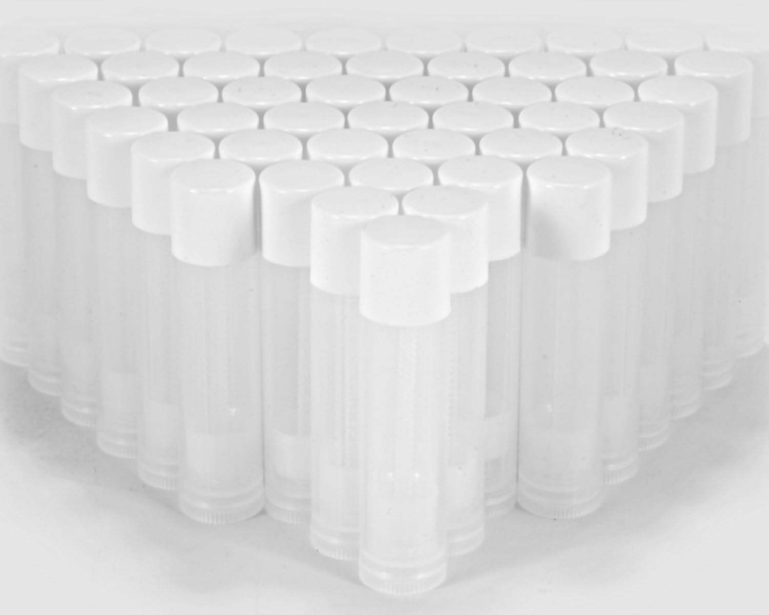 50, Clear, Empty, 5.5 ml Lip Balm Tubes with White Caps : Beauty