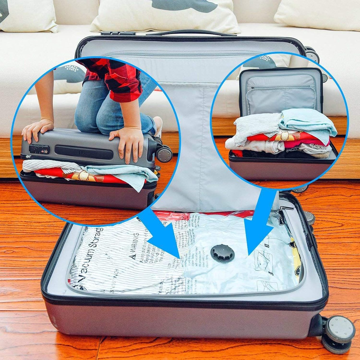 SUOCO Vacuum Storage Bags 8 Pack (Jumbo 30" x 40") Space Saver Compression Bags with Travel Hand Pump: Home & Kitchen