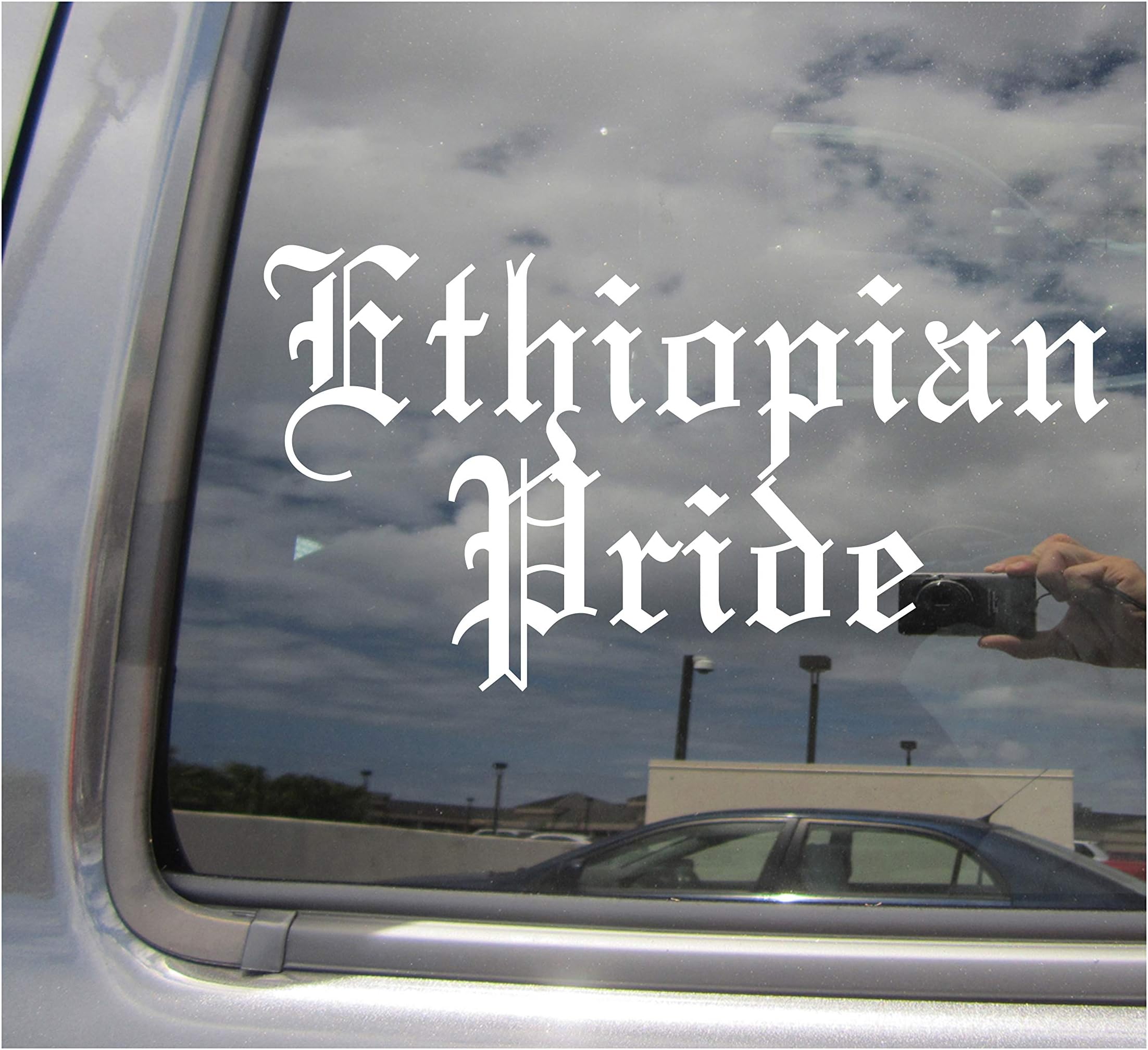 Right Now Decals - Ethiopian Pride - Old English Ethiopia Country Car Truck Helmet Laptop Surfboard Skateboard Auto Automotive Craft Laptop Vinyl Decal Store Window Wall Sticker 17055