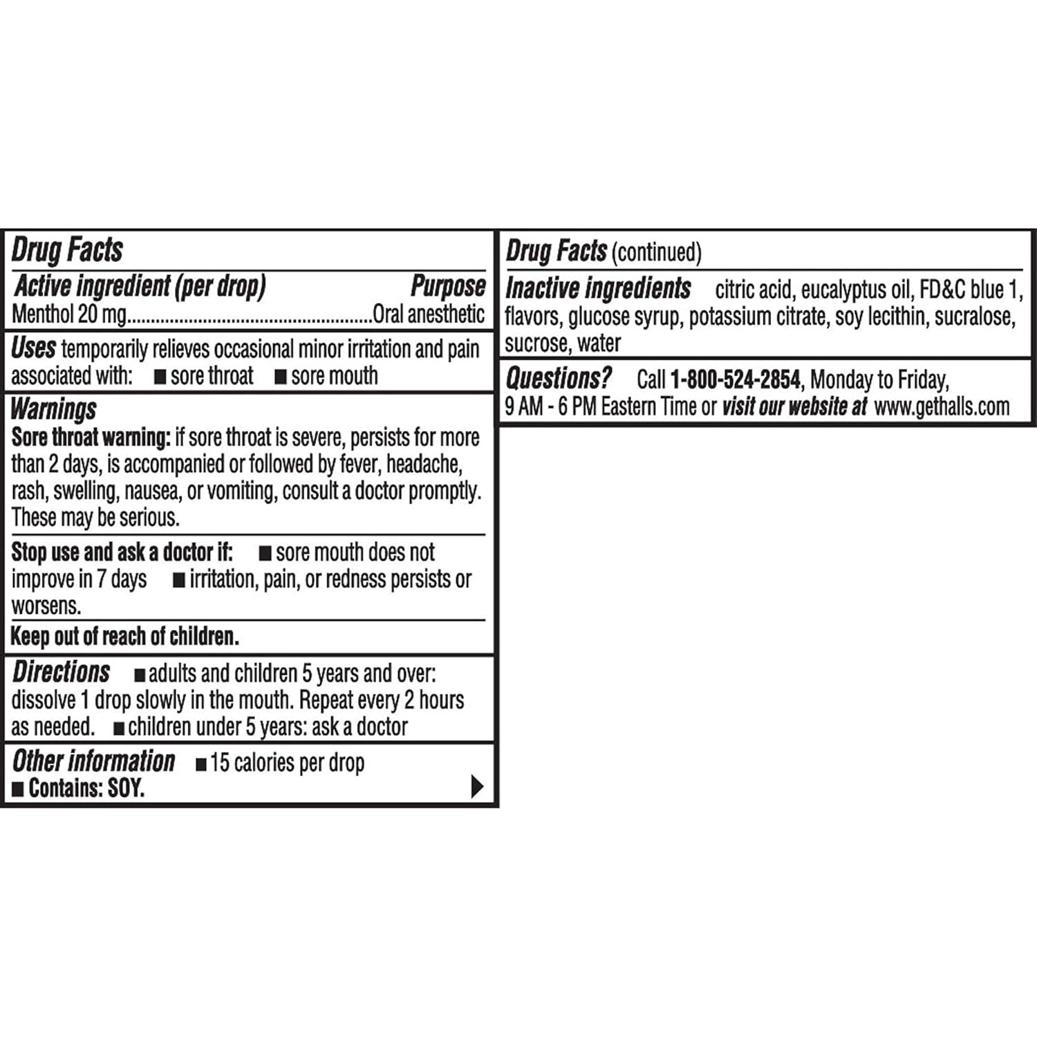 HALLS Relief Max Strength Extra Strong Menthol Throat Drops, 20 Packs of 9 Drops (180 Total Drops) : Grocery & Gourmet Food